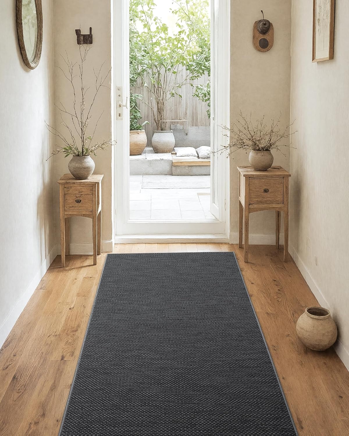 Color&Geometry Door Mat 3'x8' Runner Rug With Rubber Backing, Non Slip Washable Hallway Rug, Kitchen Carpet for Living Room Bedroom, Grey (Rolled-up NO Creases)