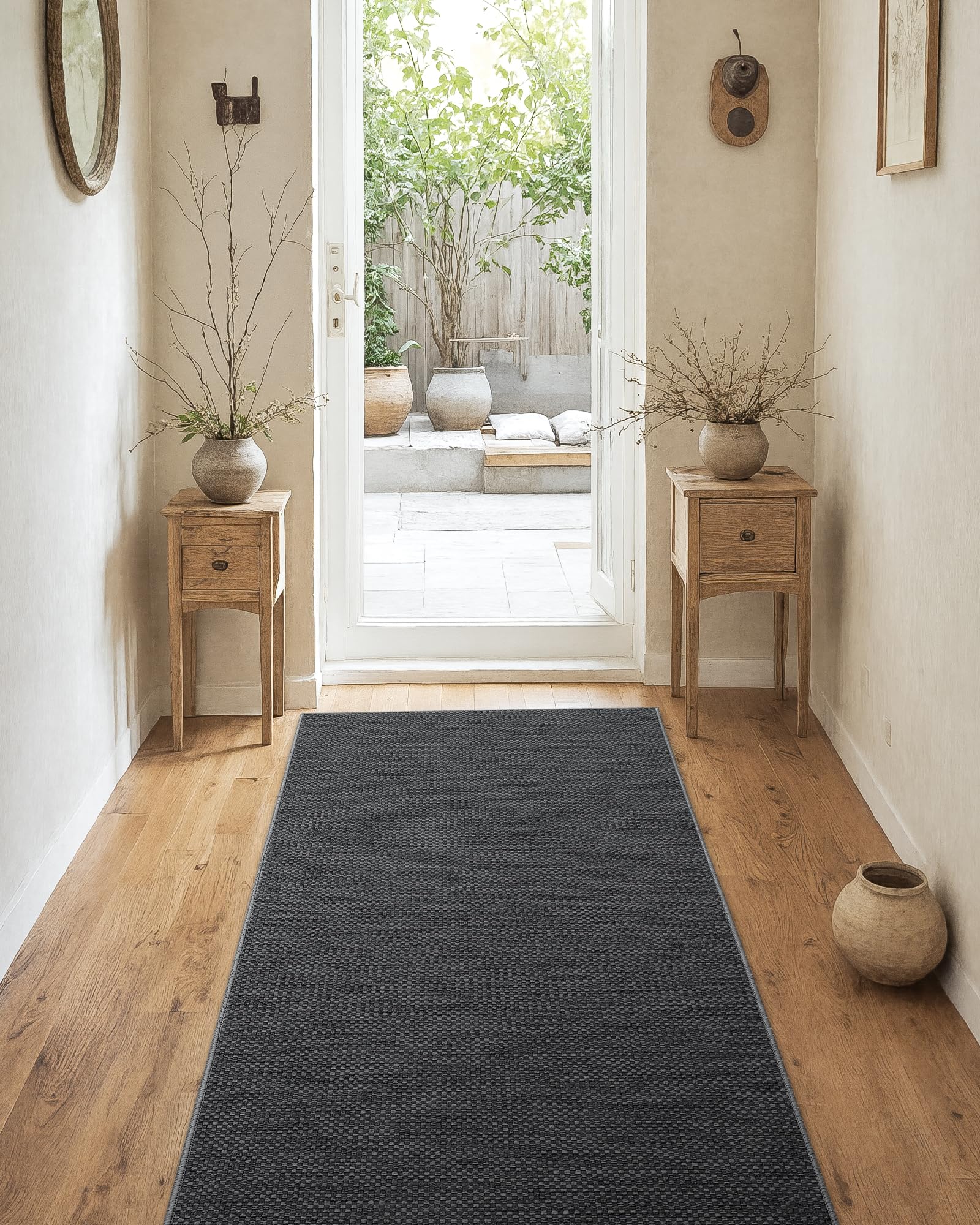 Color&Geometry Door Mat 3'x10' Runner Rug with Rubber Backing, Non Slip Washable Hallway Runner Rug Kitchen Runner Rug, Carpet Runners for Hallway Living Room Bedroom, Grey (Rolled-up NO Creases)