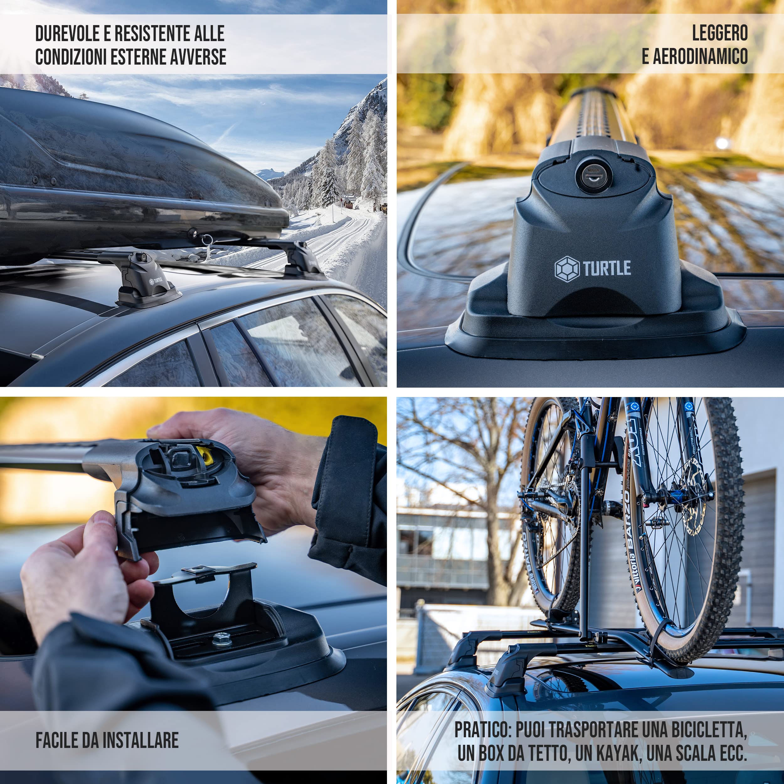 TURTLE AIR3 Barre Portatutto In Alluminio Per Peugeot Partner (2008-2018) – Portapacchi Con Serratura, 75kg - 4