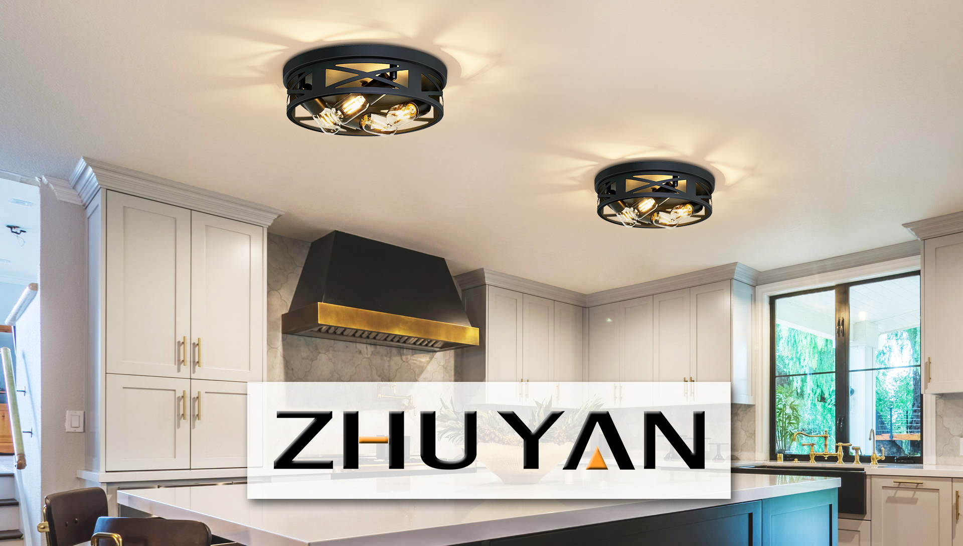 ZHU YAN Flush Mount 4-Light Ceiling Light Fixture for