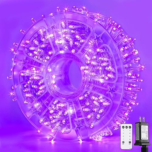 Miniatura 37 de JMEXSUSS 200 luces LED rojas y verdes de Halloween para exteriores, tira de luces de Navidad de 66 pies, cable transparente para interiores, enchufe