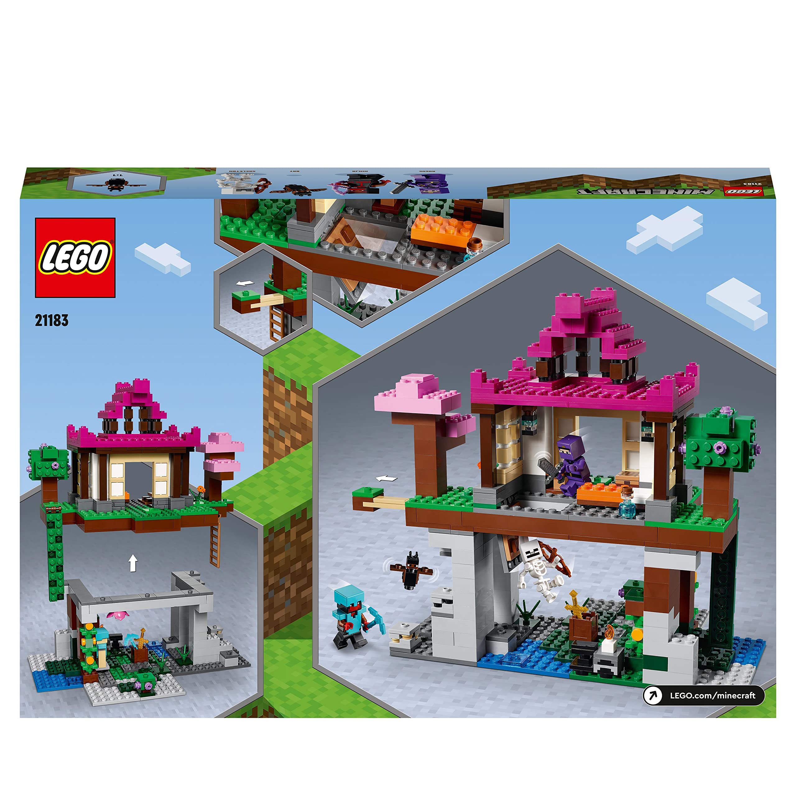 LEGO Minecraft Teren szkoleniowy 21183 — zestaw konstrukcyjny typu „domek” (537 elementów)
