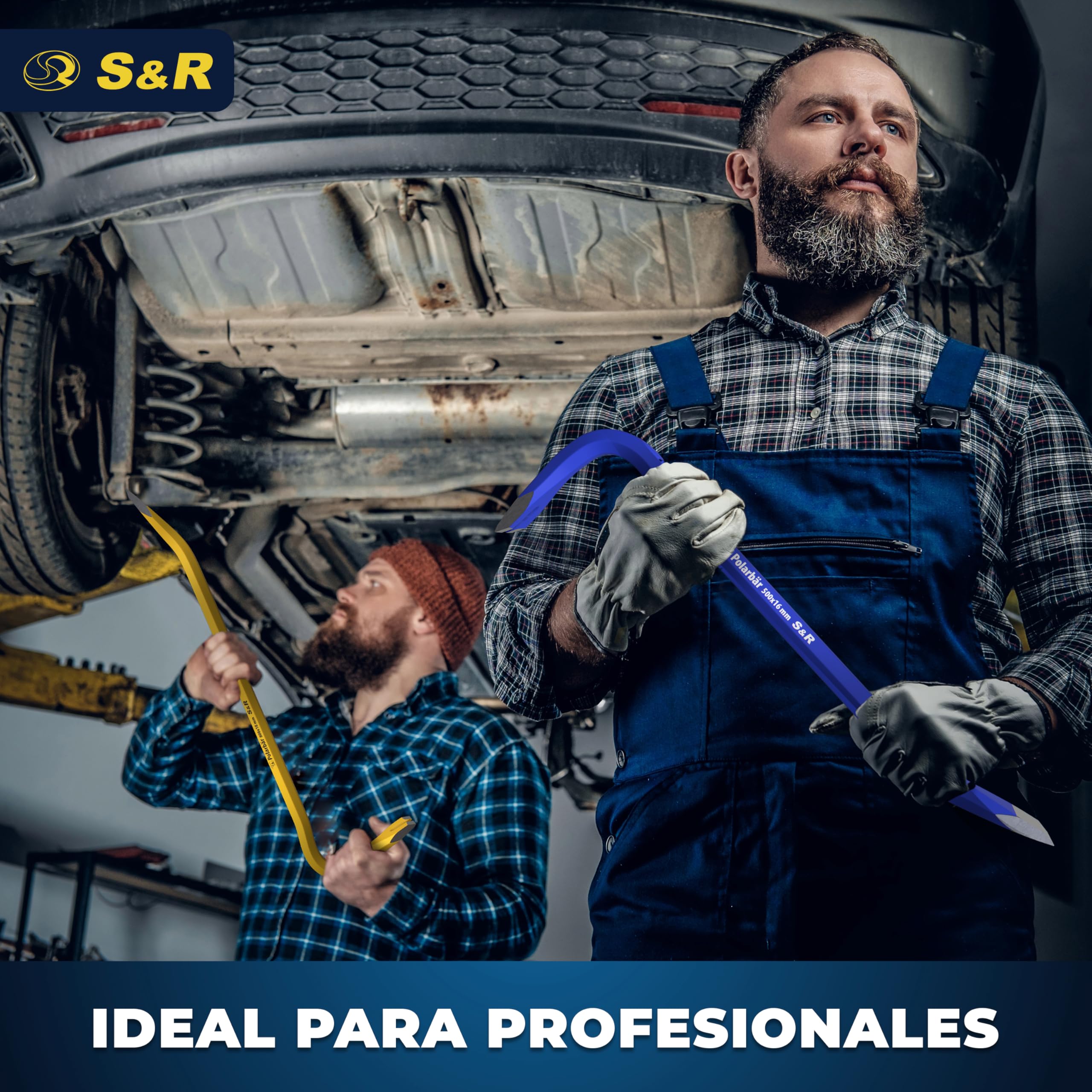 S&R 2 Palancas Sacaclavos Profesionales 50 cm y 80 cm – Barra Desencofrador Pata de Cabra Grande y Pequeña para Palets de Madera Clavos Mamposteria.