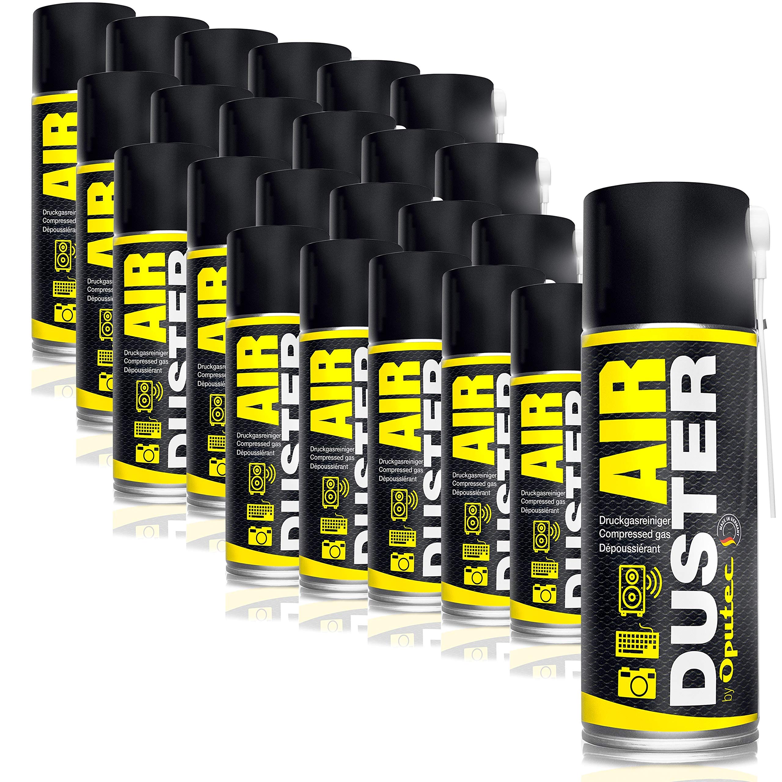 24 x 400ml Oputec Air Duster - Aire comprimido para la limpieza con extensión - Limpieza fácil del teclado, PC, ordenador, teléfono, cámara, impresora, Xbox, Playstation