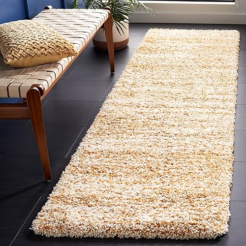 Safavieh Hudson Shag Collection SGH295G - Alfombra de pasillo moderna abstracta que no desprende pelusa, de 2 pulgadas de grosor