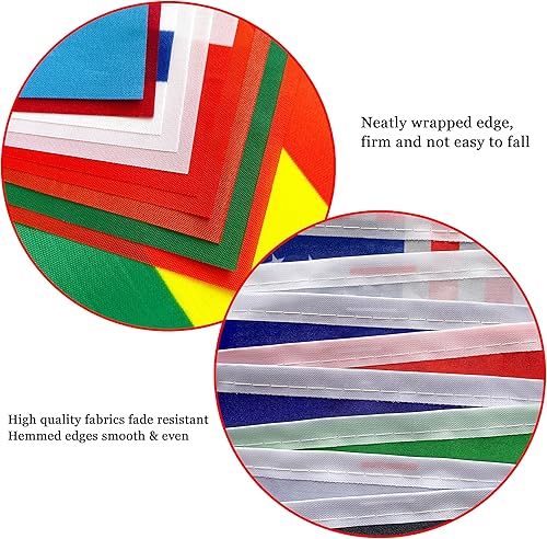 Miniatura 3 de Banderas de cuerda internacionales de 224 países del mundo, pequeñas banderas nacionales, banderas de todos los países, 8.2 x 5.5 pulgadas, 230 pies