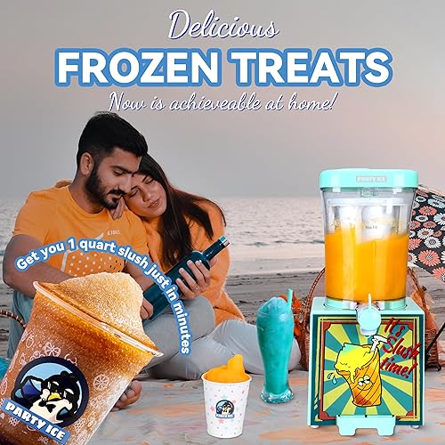 Miniatura 2 de Party Ice Máquina de granizado para el hogar con 10 tazas y cucharas de pajitas, máquina de bebidas congeladas para encimera para cocina, convierte