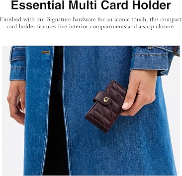 Coach Essential Multi Quilted Card Holder for Women, B4/Black Blackcurrant, Essential Card Holder