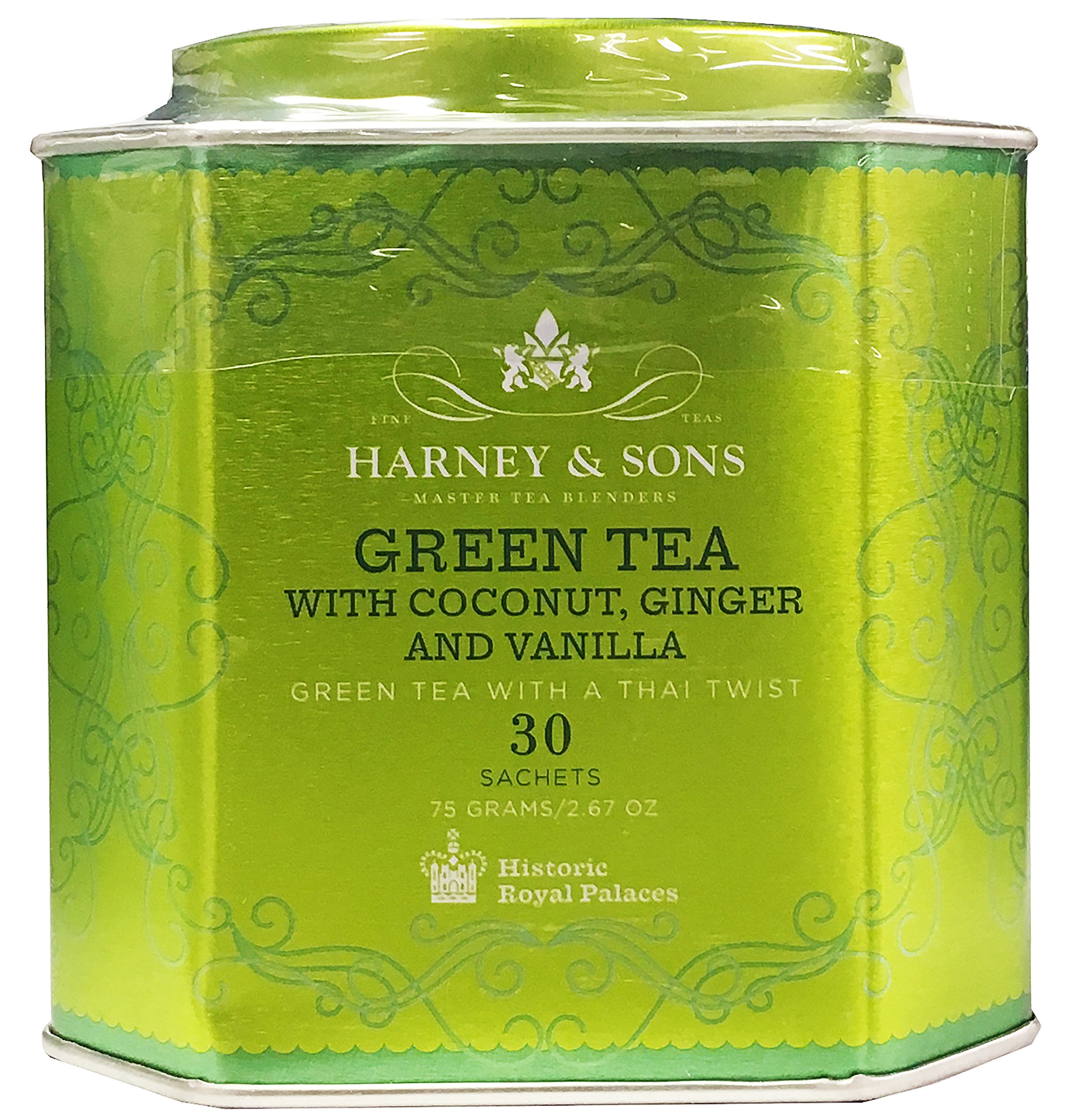 Harney and Sons Green Tea with Coconut , Flavored Green 30 Sachets per Tin, 2.67 oz by Harney & Sons