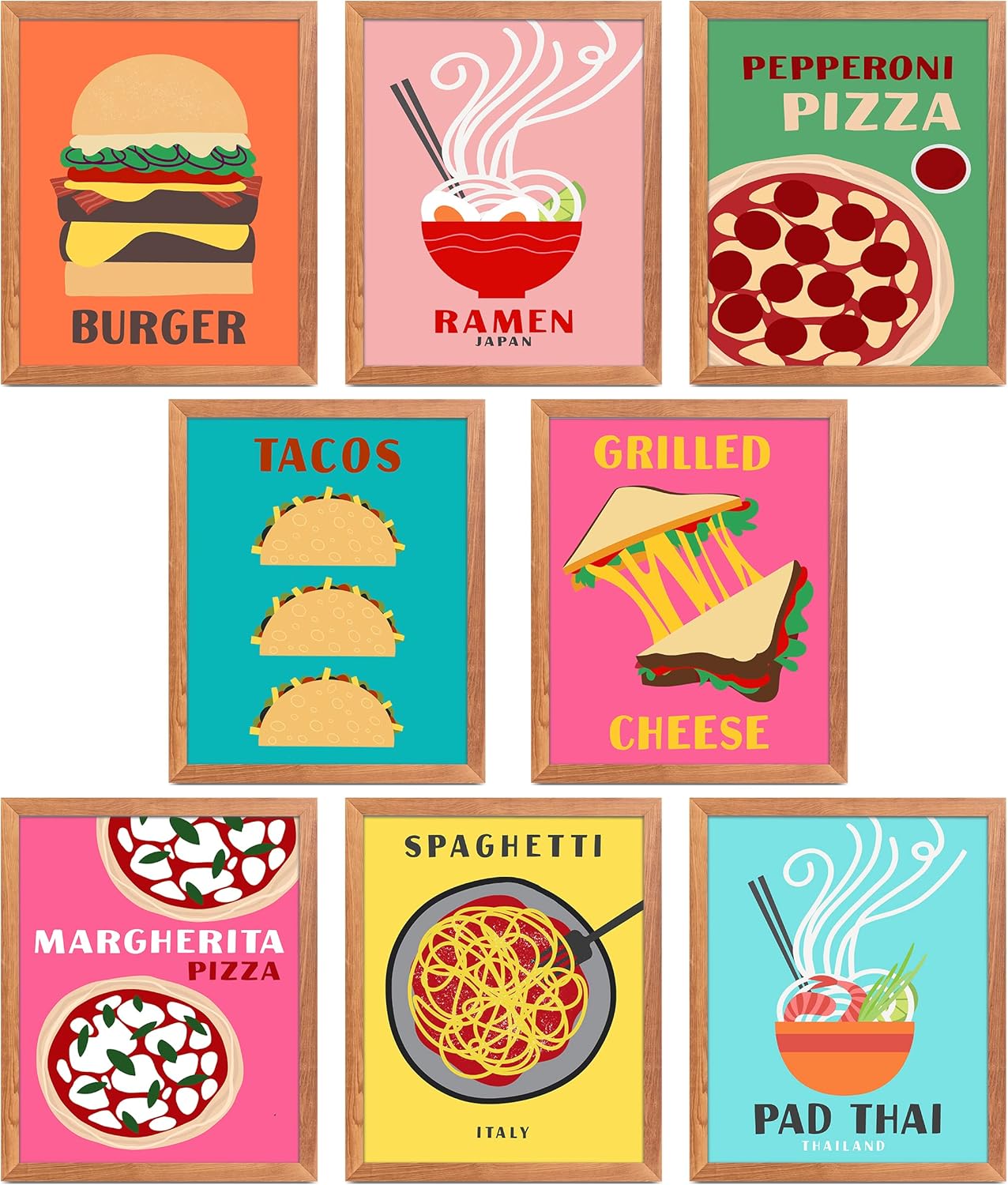 EDUS Preppy Room Decor, Fast Food Posters for Kitchen Decoration