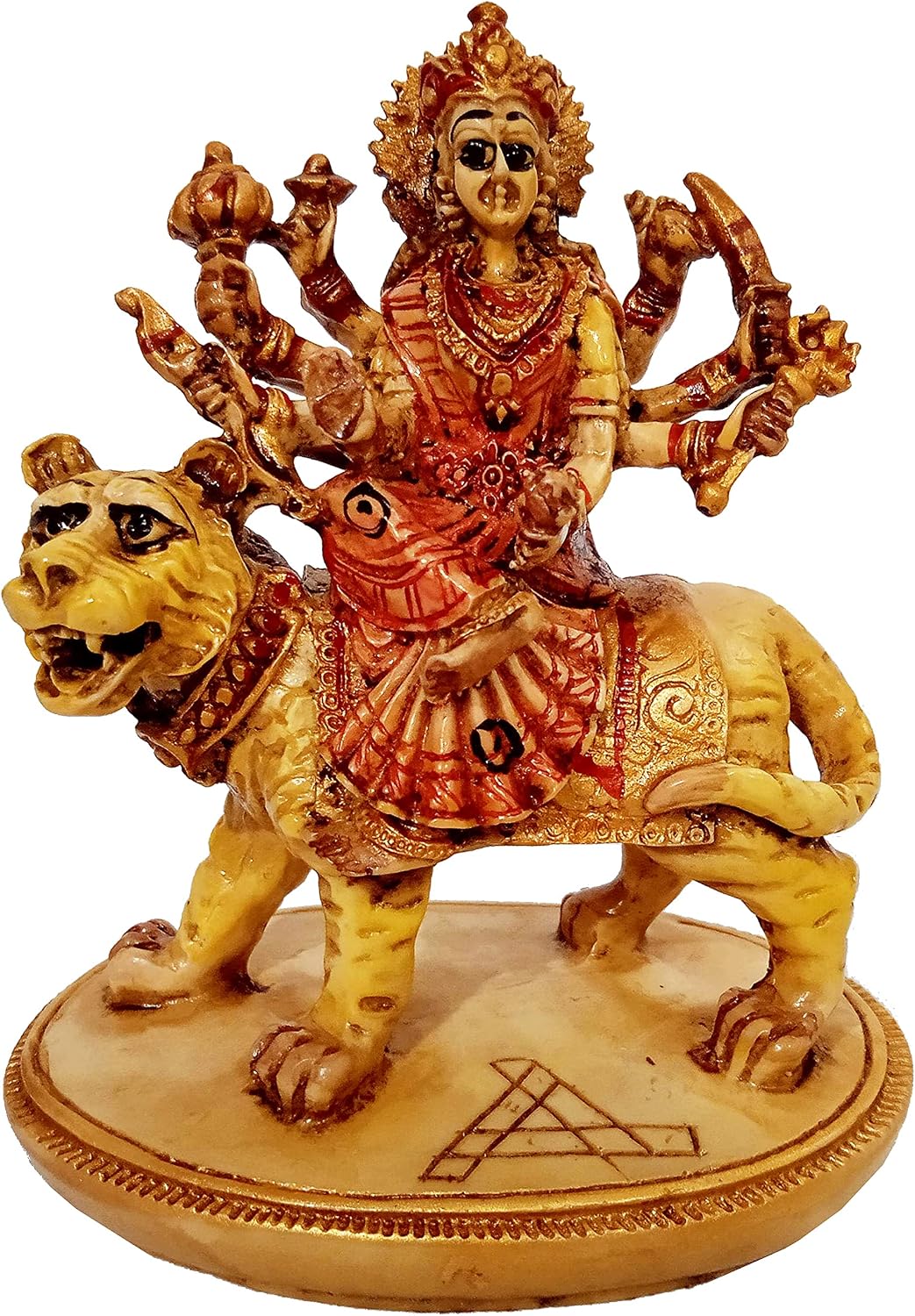 Purpledip Resin Idol Goddess Sherawali Durga: Stone Finish Statue for Home Temple (11640), Multicolor - Image 5