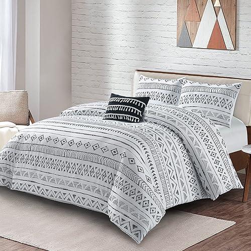 Style Quarters Comforter Set-4 Pcs Queen Comforter Set 100% Microfiber Polyester Comforter Set Include 1 Comforter 2 Pillow Shams and 1 Decorative Pillow
