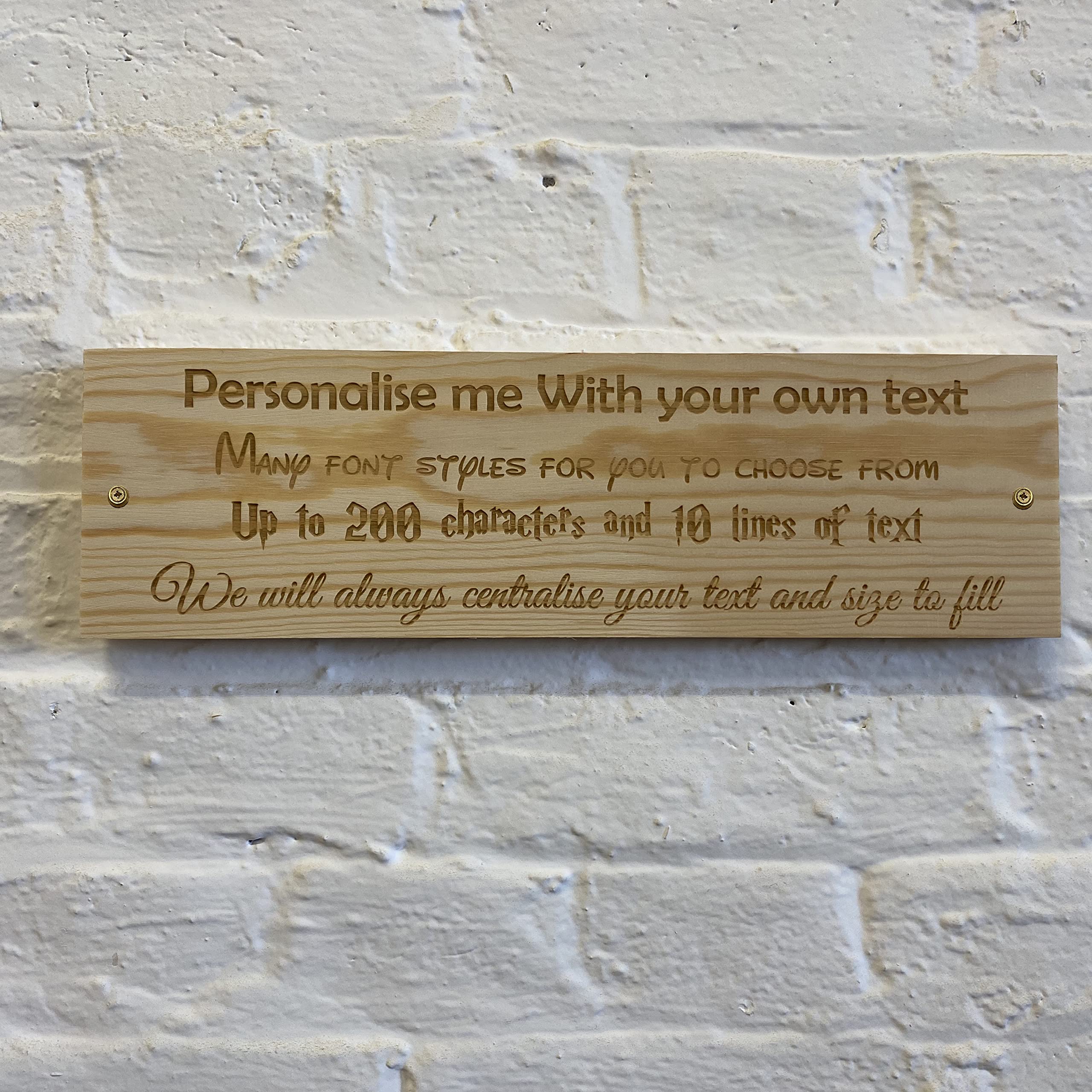 Cutncraft Designs Personalised Solid Red Large Wooden Sign Plaque Your Own Text Custom Made Wall Door Decor Idea 30 x 9.5 x 2cm (11.8"x3.7"x0.8")