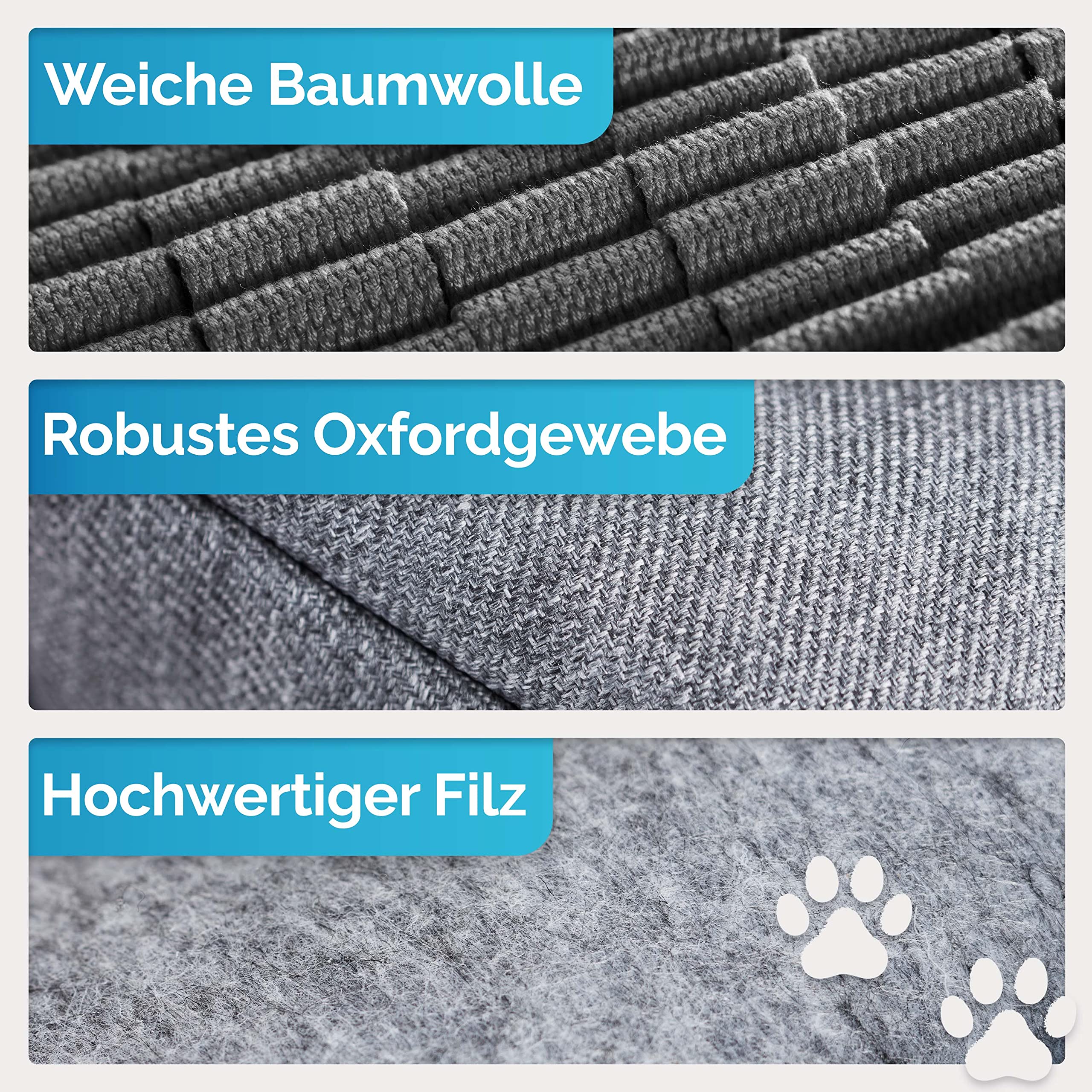 Briliantwerk®️ Schnüffelteppich Hund – Extrem widerstandsfähiges Material - 10 Trainingselemente und 3 Schwierigkeitsstufen – Das Intelligenzspielzeug für Hunde jeder Größe (Grau)