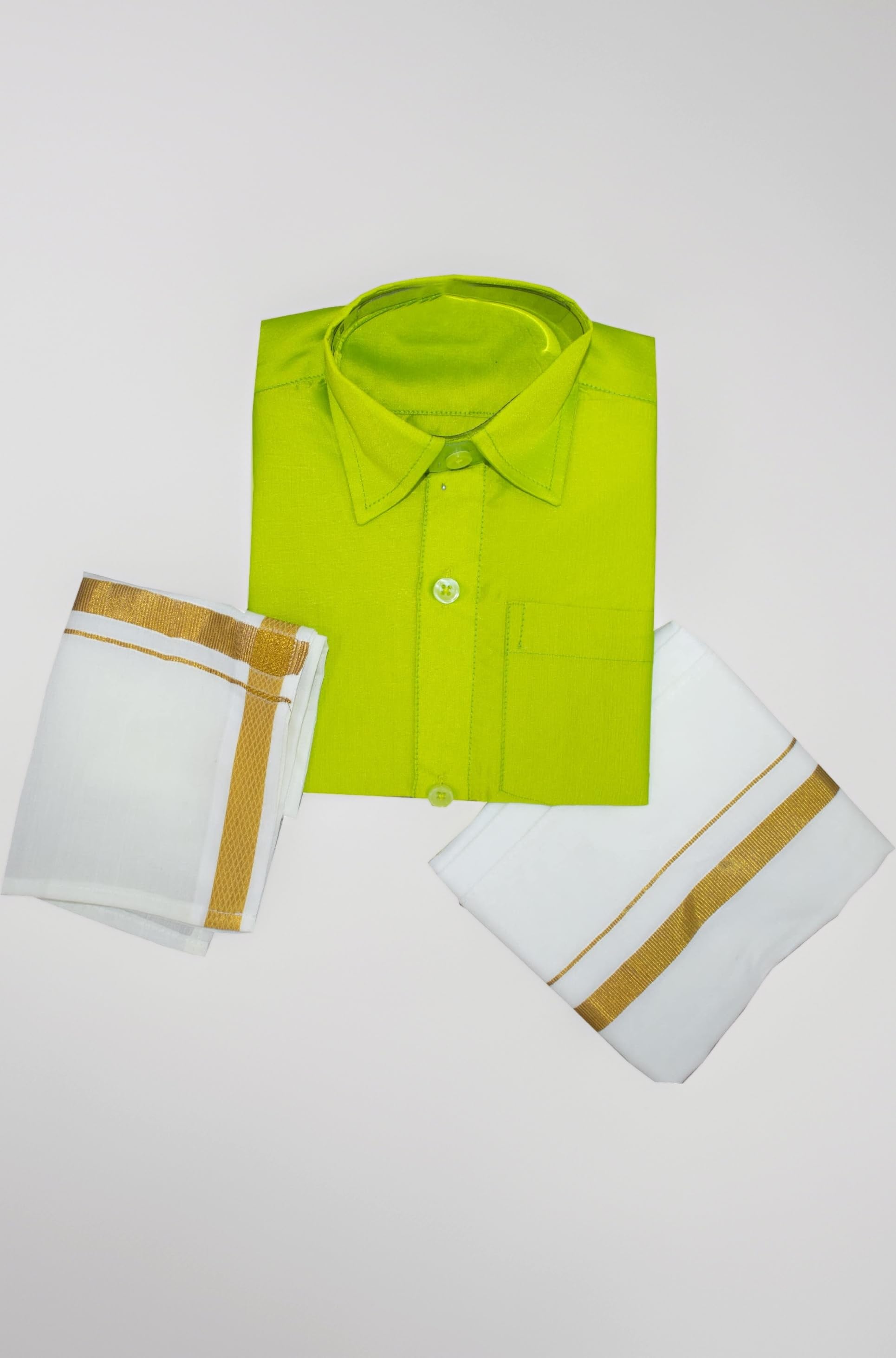 Boys Traditional Adjustable Lungi Dhoti Shirt Mundu Set (CMonly-$)