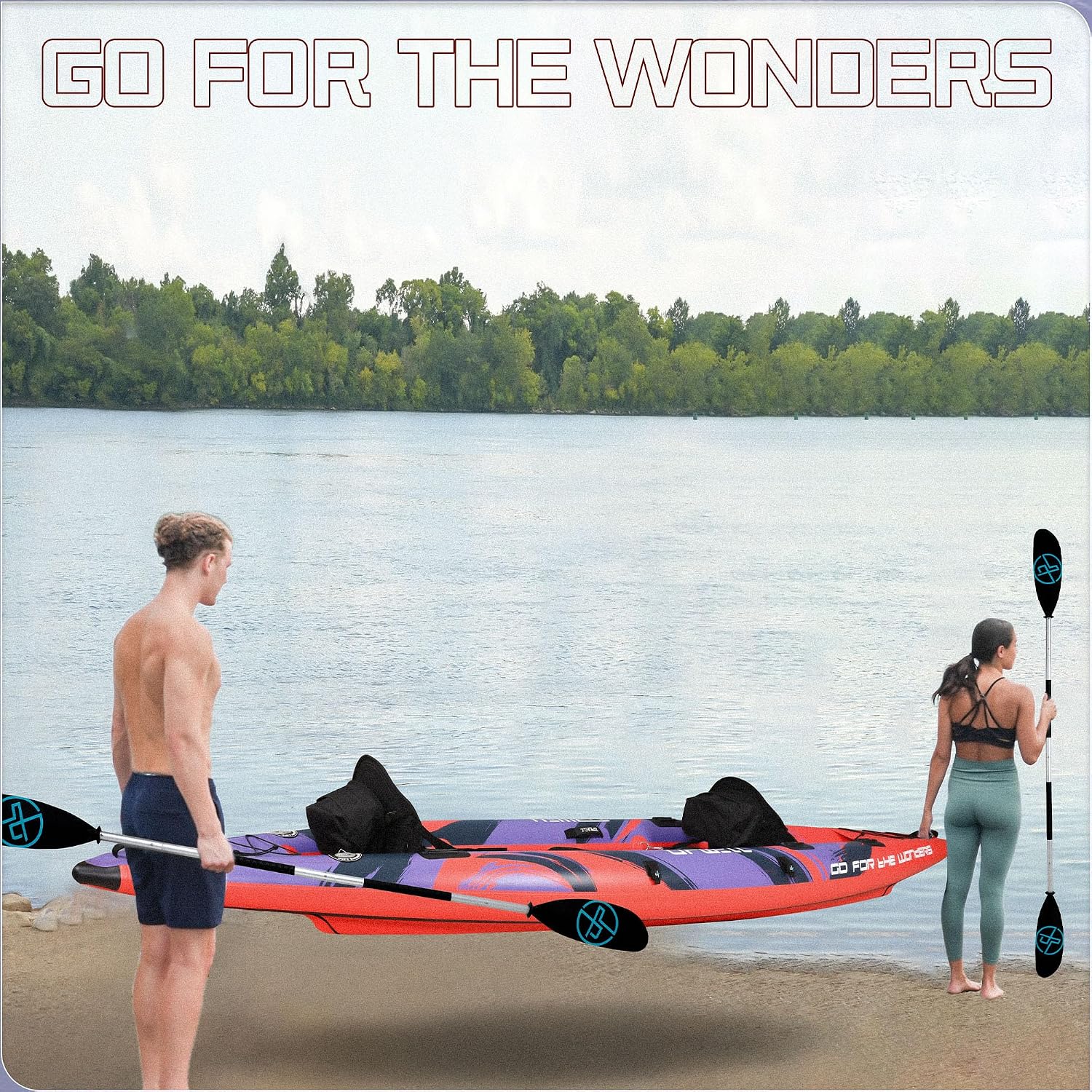 UPWELL 11'/14'6”Inflatable Kayak with Drop Stitch Floor and Accessories Including Kayak Seat with Thickened Cushion, Paddle, Fin, Repair Kits, Carry Bag and Hand Pump