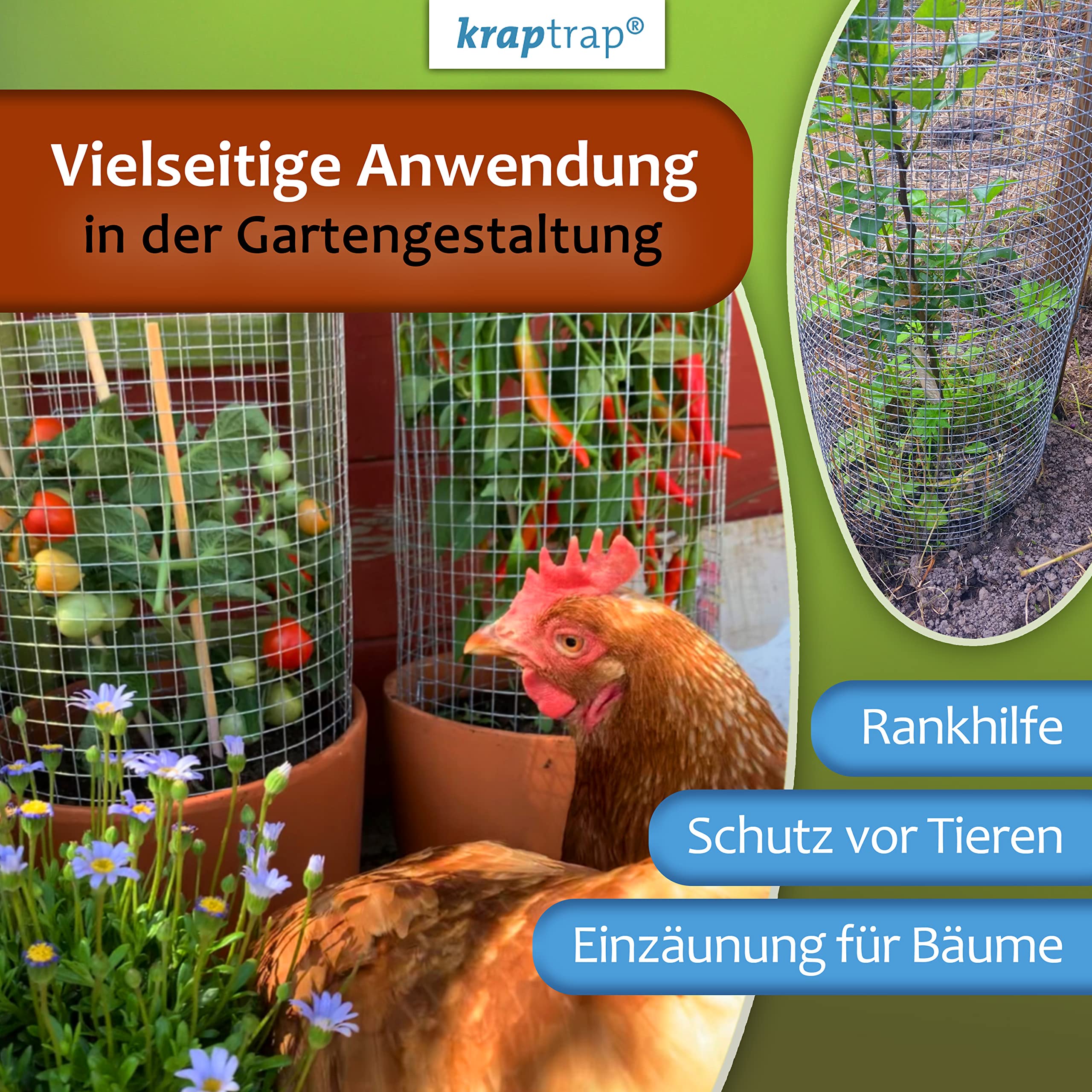 KrapTrap Volierendraht Drahtgitter I 19x19mm I 1m x 20m x 1,45mm I verzinkt I Drahtgitter als Vogeldraht, Hasengitter, Kaninchengitter oder Hühnerdraht