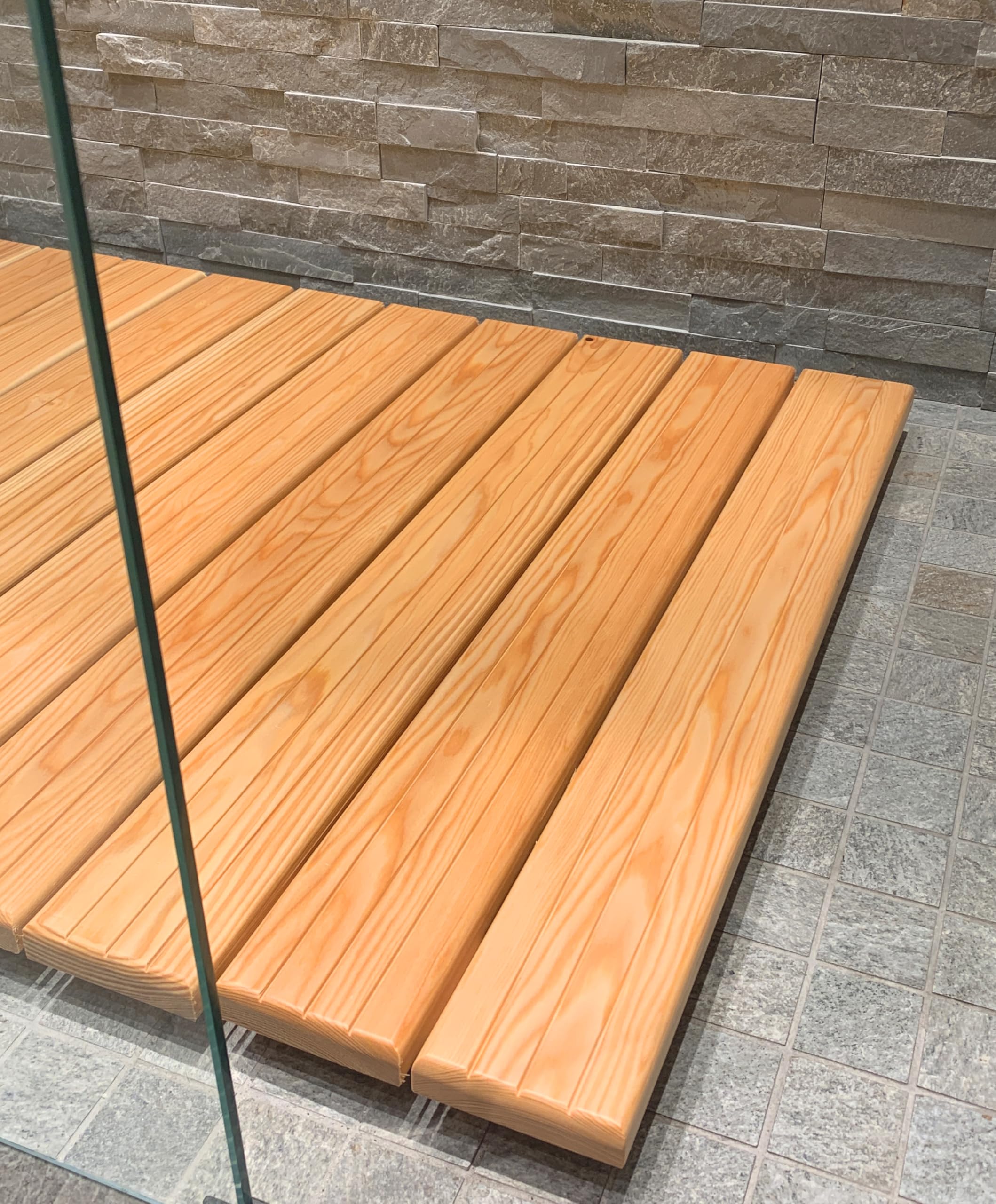 Castelmerlino Caillebotis doccia in larice scelto certificato PEFC 108x68 cm per piatti doccia 120x80 cm