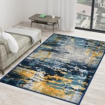 FRESH FROM LOOM Luxury Anti Skid Carpet for Living Room, Hall & Bedroom | 100% Nylon Carpet | Anti Fade | Rubber Backing Grip | Quick Cleaning | Washable (Steel-Blue| Size:- 90x150 Cm or 3x5 Fts)