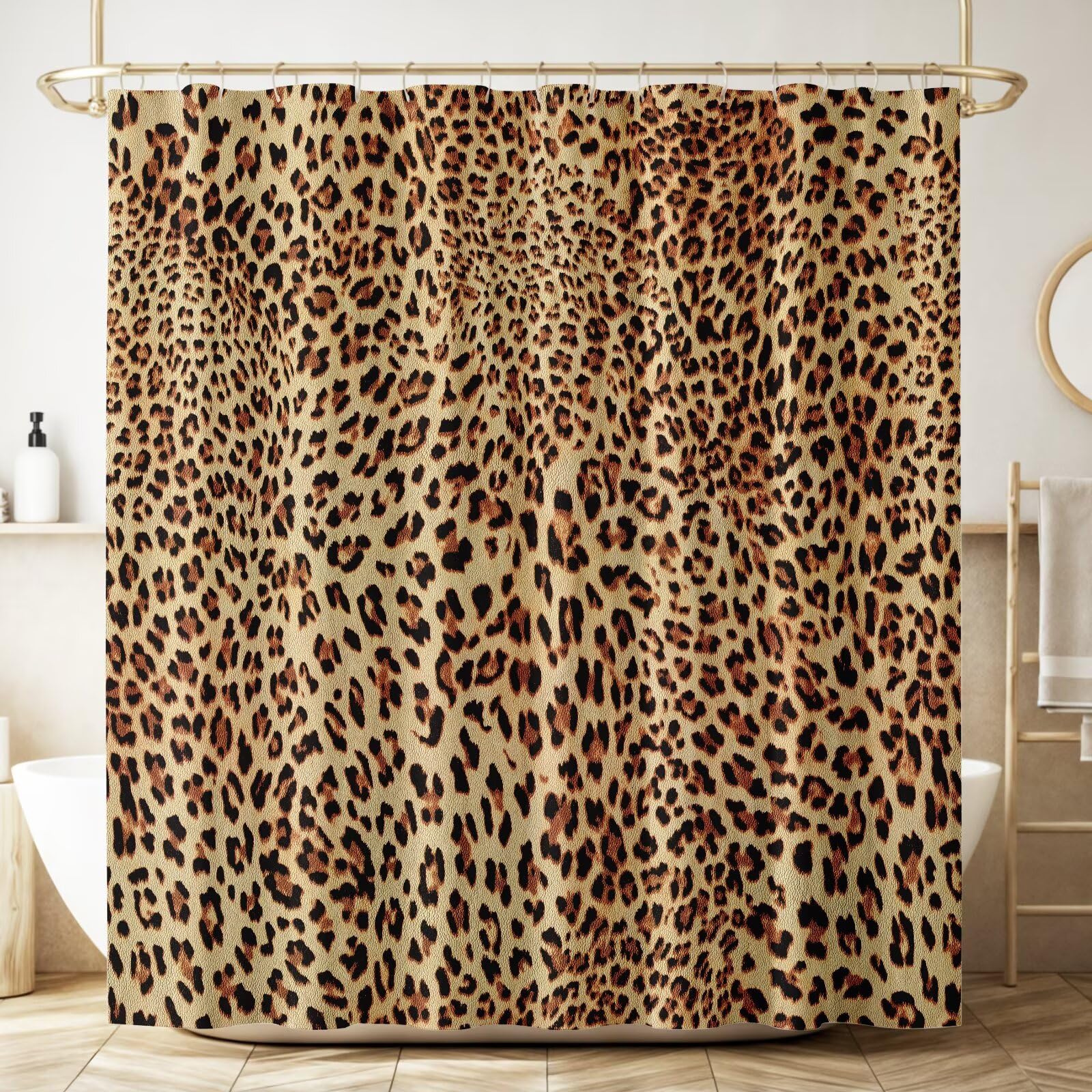 ZhiRain Sexy Leopard Print Shower Curtain Brown Animal Texture Wild Animals Print Waterproof Fabric Bathroom Curtains Home Privacy Bath Decor with
