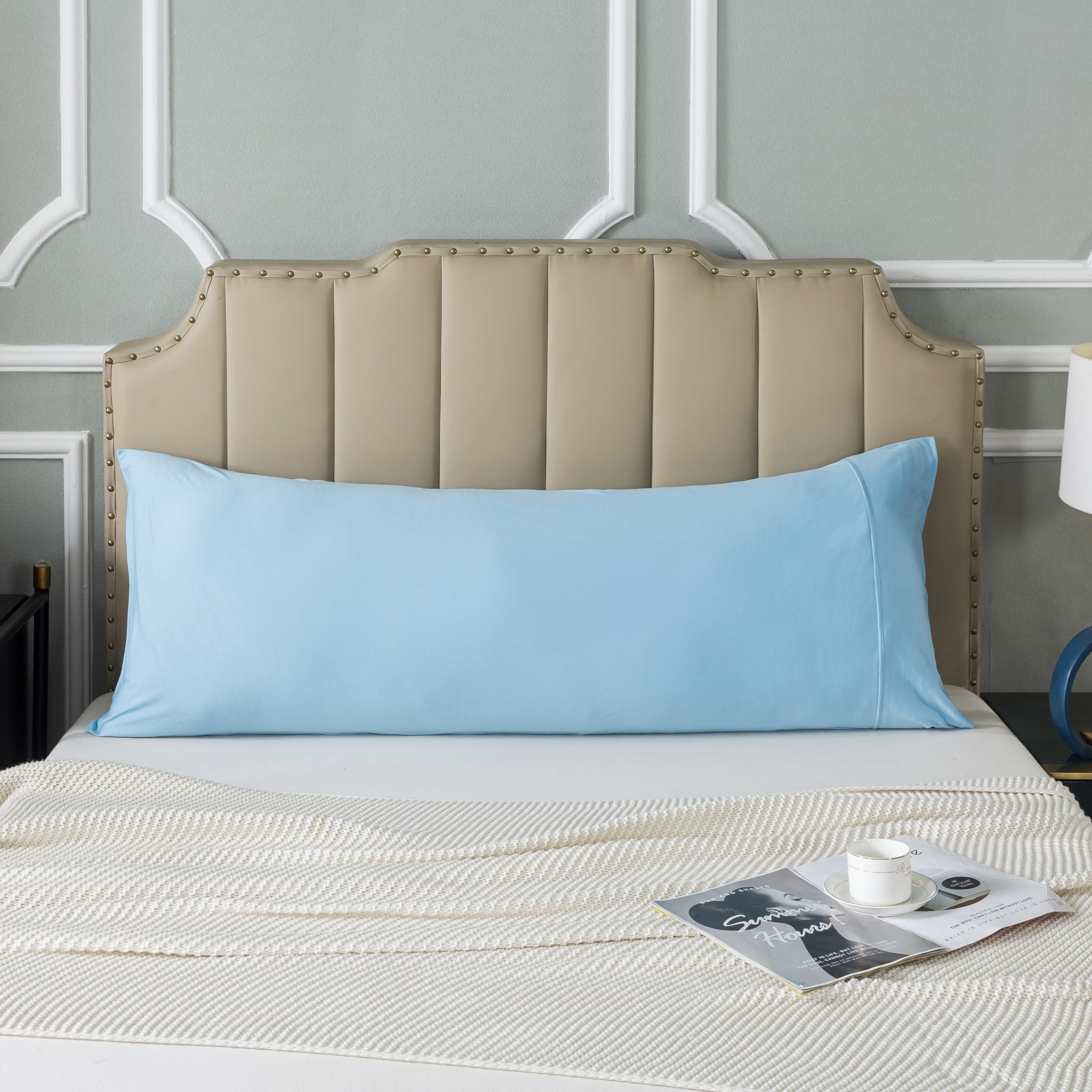 H Household 100 Jersey Cotton Pillowcase-Light Weight Comfortable Super Soft and Breathable Yarn-Dyed Pillow Cases with Envelope Closure