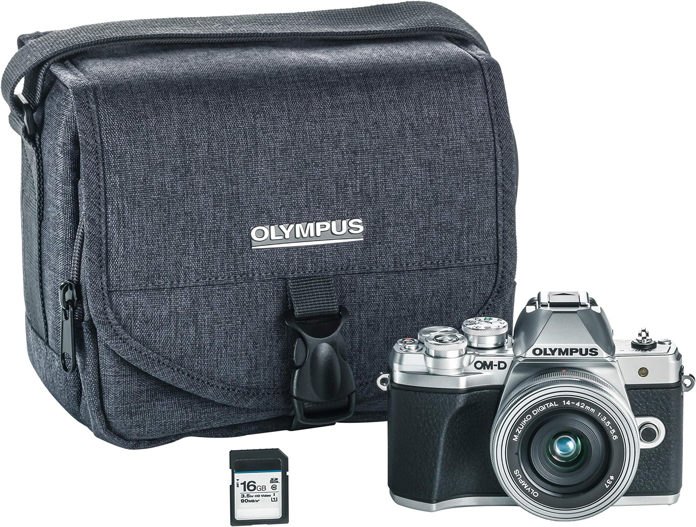OLYMPUS OM-D E-M10 Mark III Camera Kit with 14-42mm EZ Lens (Silver), Camera Bag & Memory Card, Wi-Fi Enabled, 4K Video, US Only