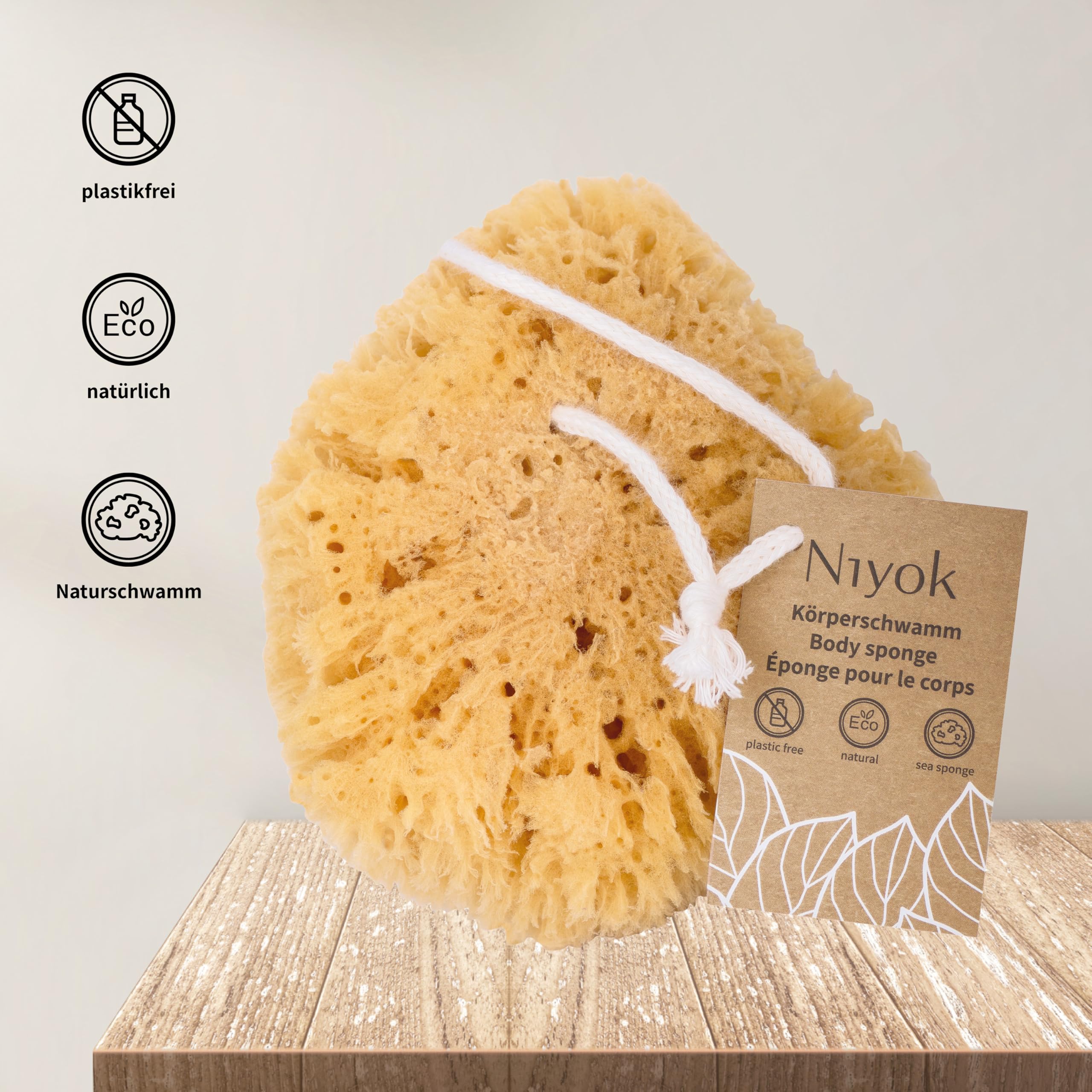 Niyok® Spugna Naturale Grande Morbida Spugna Naturale Spugna Corpo Sostenibile Doccia Bagno Senza Plastica Biodegradabile Spugna Marina Naturale Europa
