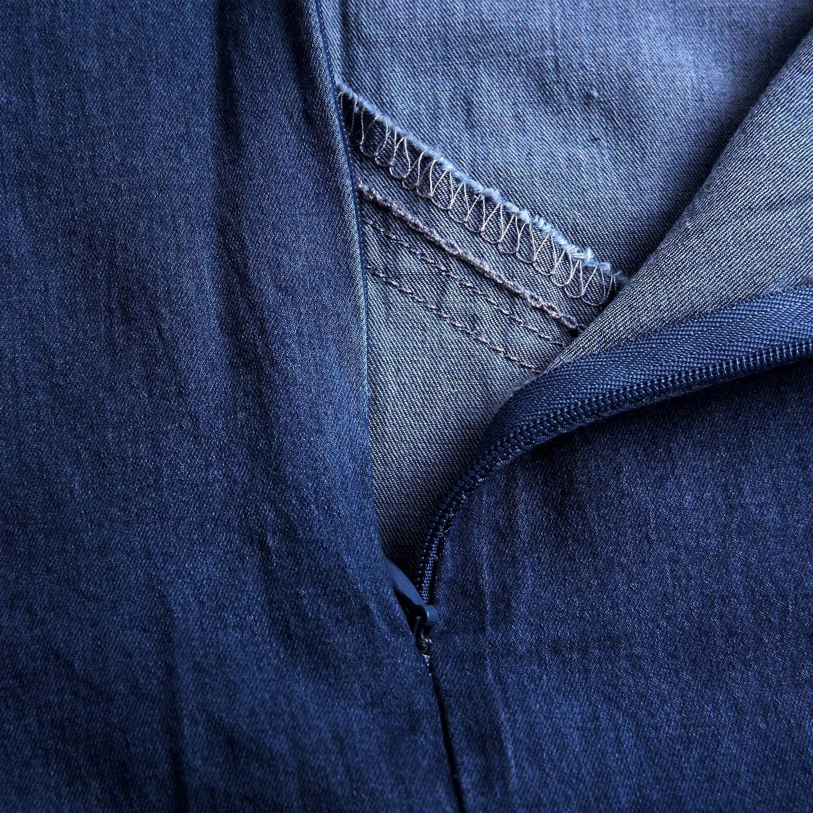 Mujer Falda Vaquera con Cremallera Falda Vaquera Larga Maxi para Mujer Denim Muy Elástico, Vestido de Falda de mezclilla con Bolsillo Largo para Mujer