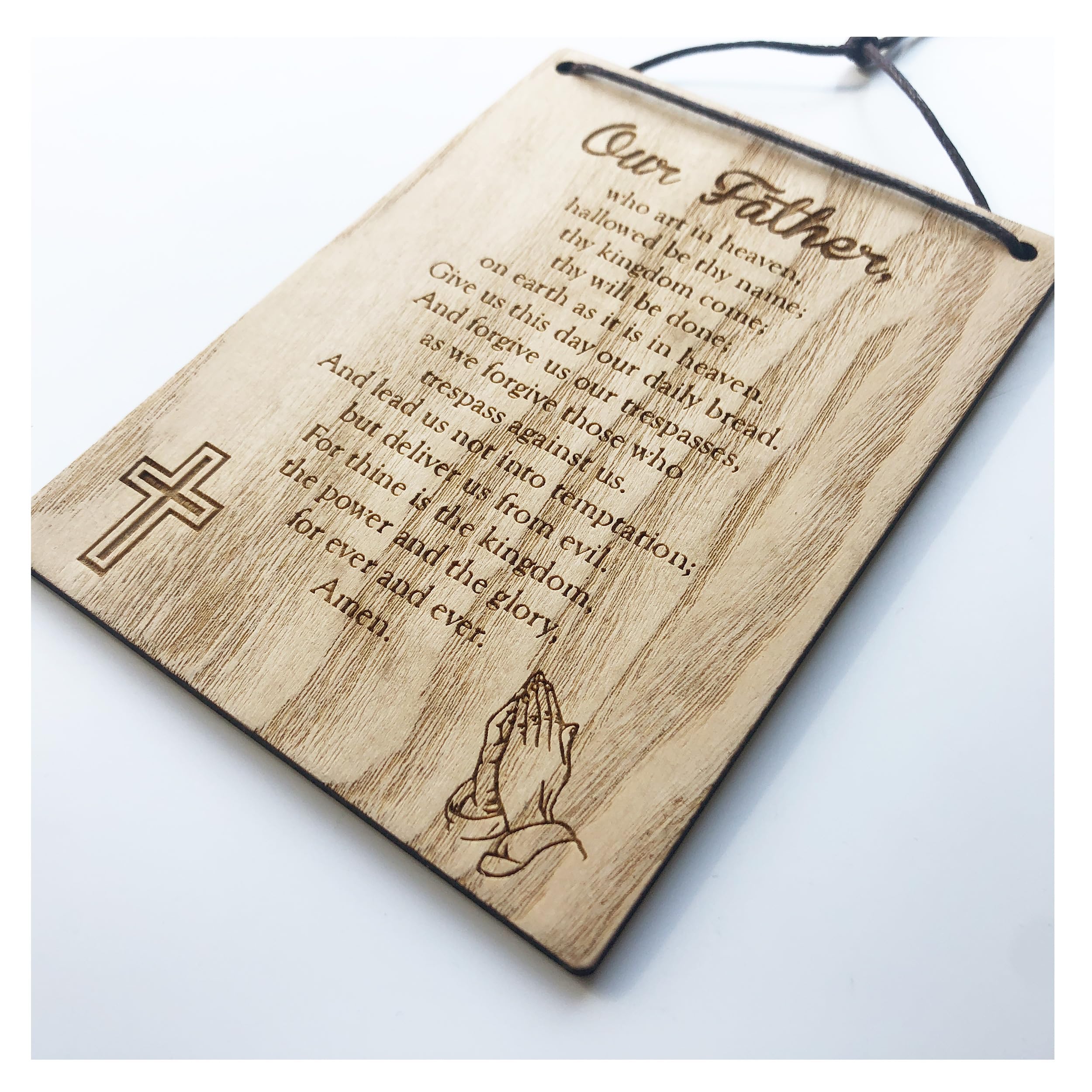 Lovethis** Ash The Lords Prayer Rectangle Plaque Sign - Christian Gift Religious Keepsake Our Father Cross Crucifix Prayer