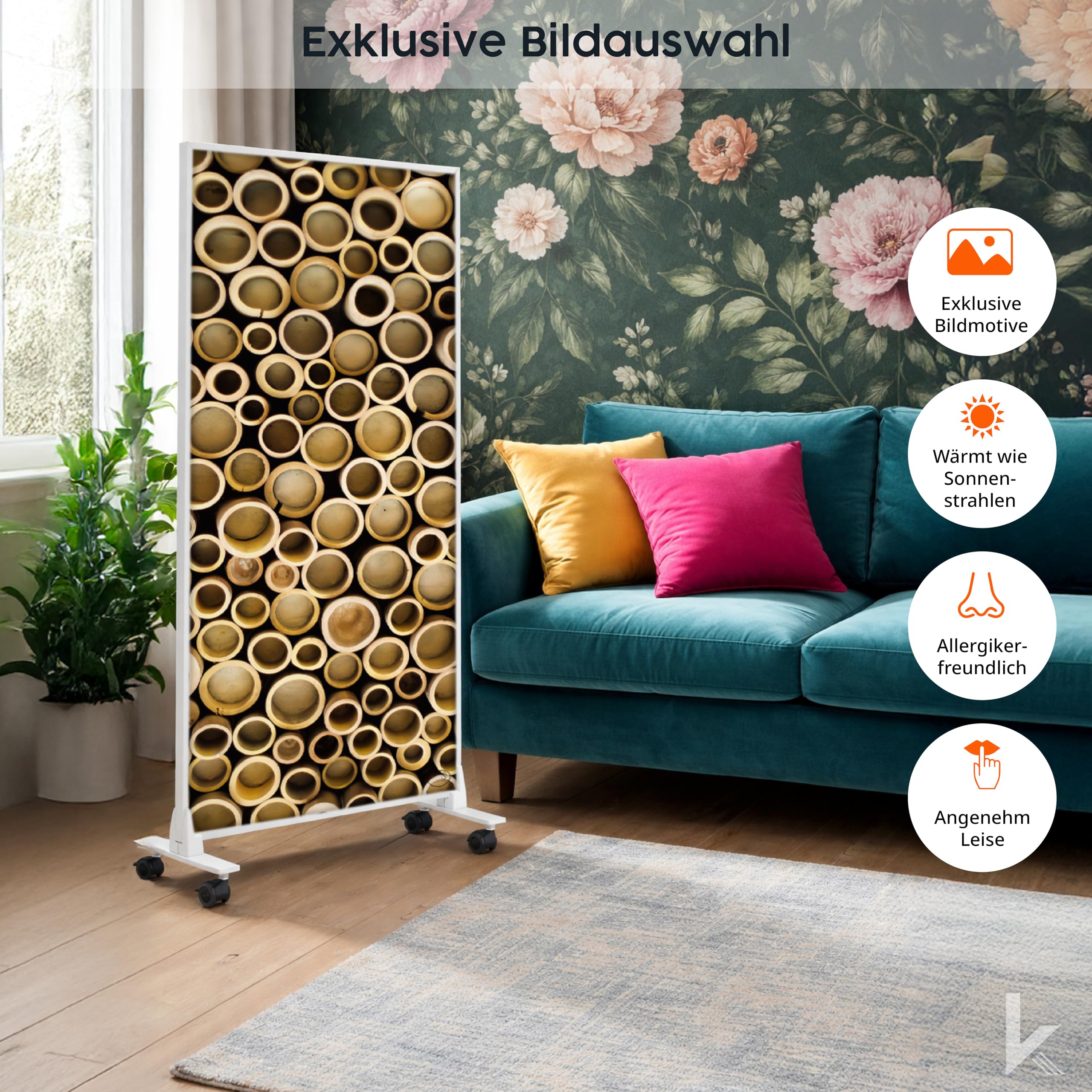 Könighaus Infrarotheizung Standgerät 1200 Watt Thermostat mobile Standheizung Sonnenaufgang