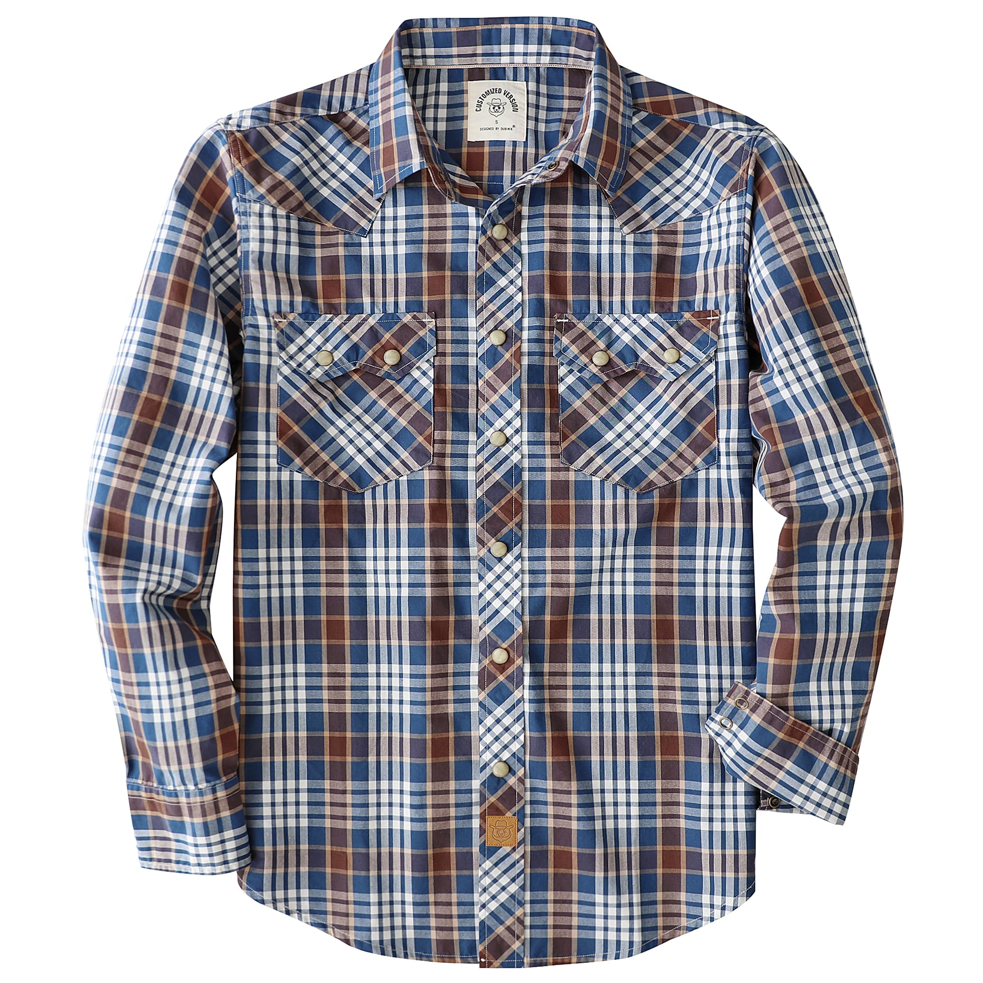Dubinik® Freizeithemden Für Herren Westernhemd Druckknöpfen Cowboy Kariertes Baumwolle Comfort Fit Langarm Arbeitshemd