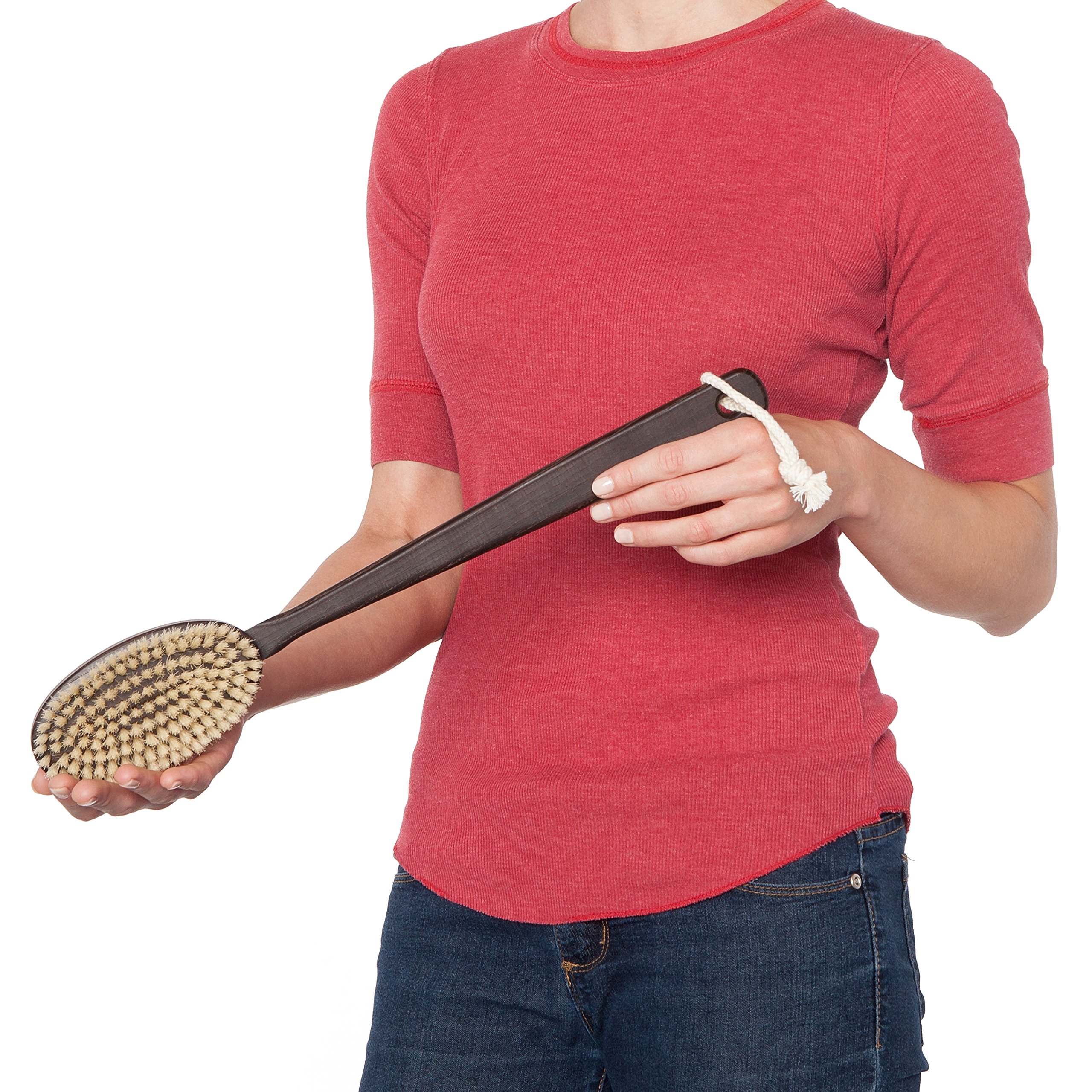 Redecker Rückenbürste, 45cm, Thermo Holz, Braun, Alle Hauttypen, Tiefenreinigung, Sanftes Peeling, Beruhigend, Poren-Behandlung, Reinigung