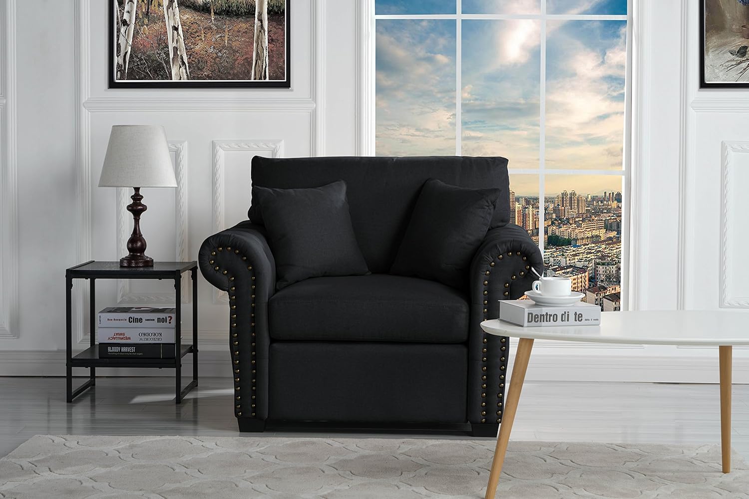Sofamania Classic and Traditional Linen Fabric Accent Chair