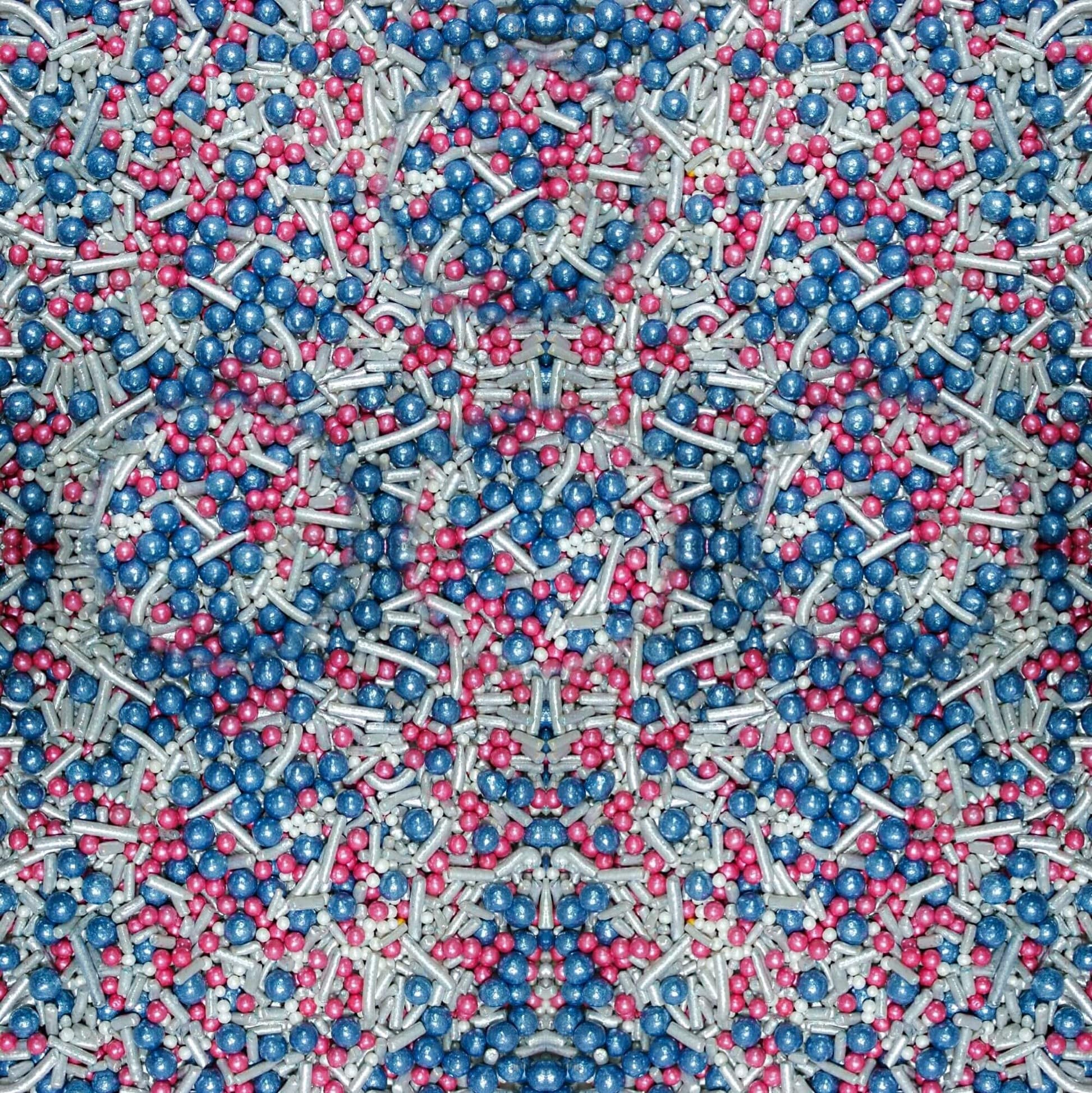 Confect Sprinkles-Blue & Pink Pearl Ball Sprinkle Mix with Silver Jimmies - Cake Decorating Toppings - Perfect for Cupcakes, Desserts & Special