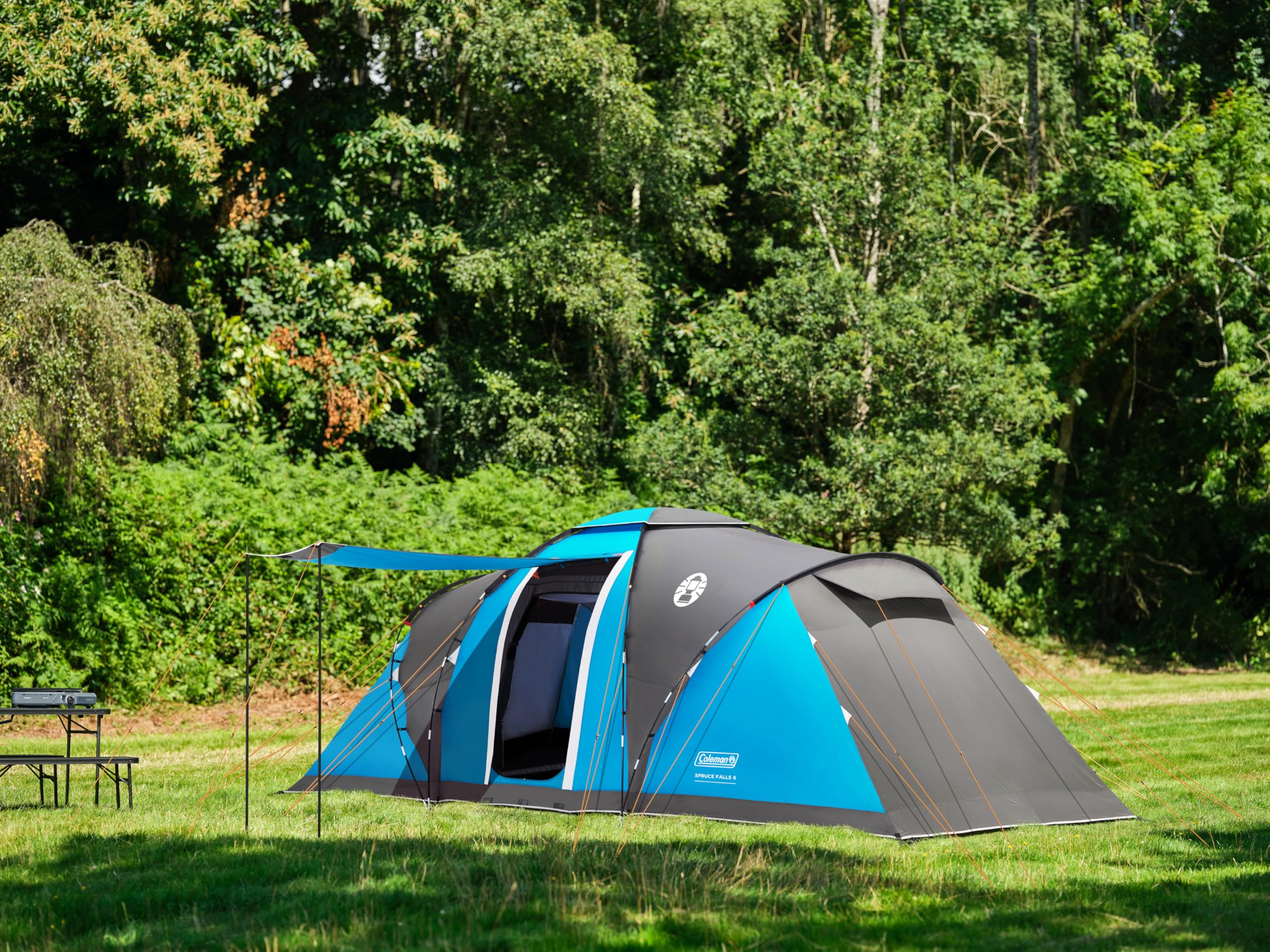 Coleman Spruce Falls 4 Tent | 4 Man Vis-a-Vis Family Tent with 2 opposite XXL size Bedrooms and Living area | 4 Person Camping Tent | 3000mm Waterproof | Sewn-in Groundsheet