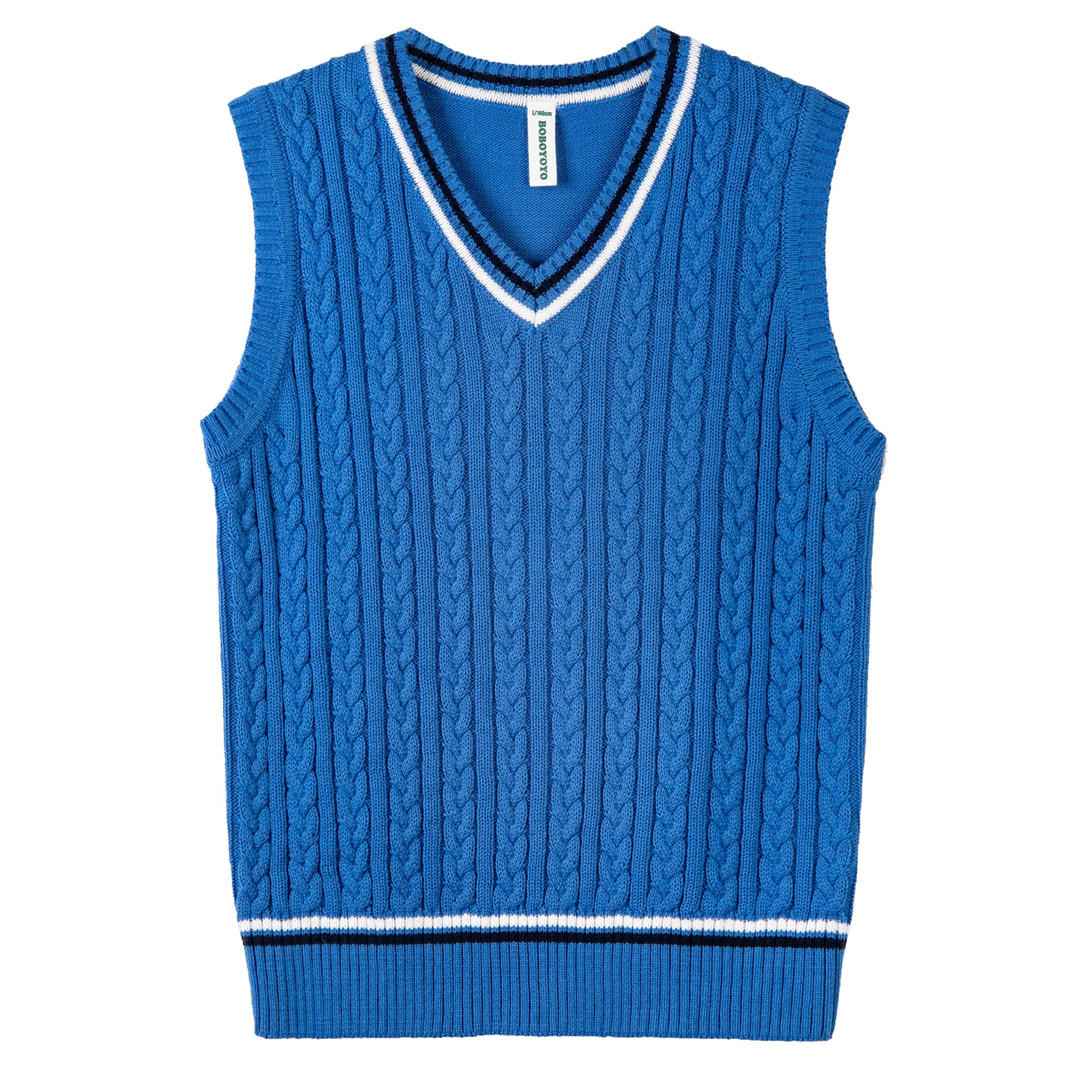 BOBOYOYO Boys Sweater Vest Unisex Cable Knit 100% Cotton Toddler Uniform Vest for Little Big Childrens Kids Teenage Girls