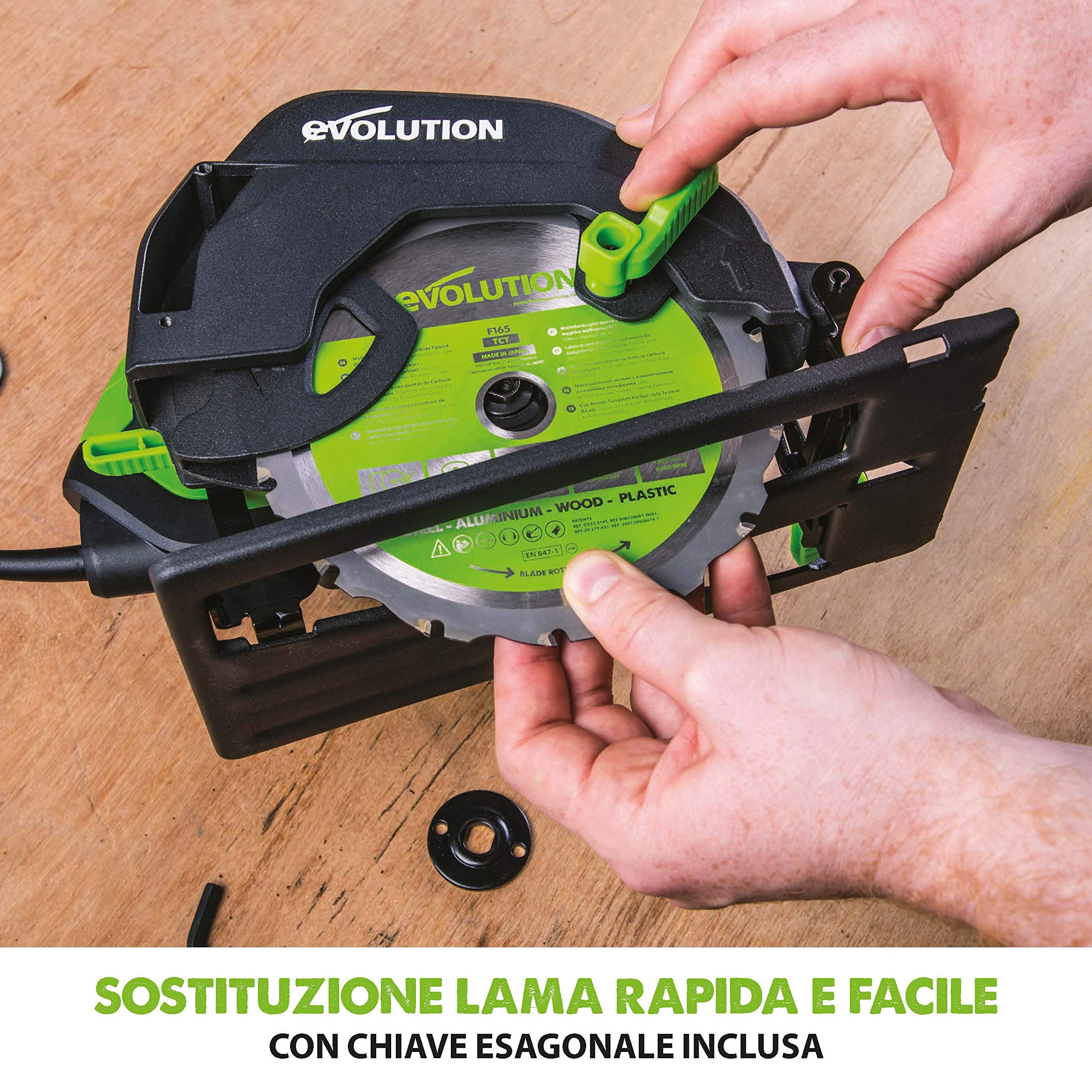 Evolution Power Tools 026-0008 F165CCSL-Sega Circolare Multiuso, 230 V, 165 Mm