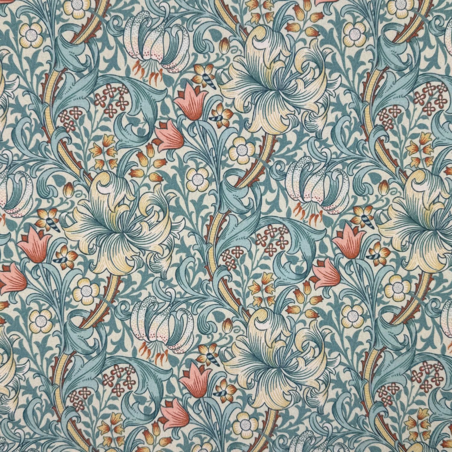 William Morris Water Repellant Outdoor Fabric Durable & UV Resistant 150cm Wide - COD041 - Golden Lily Cornflower - Half METRE
