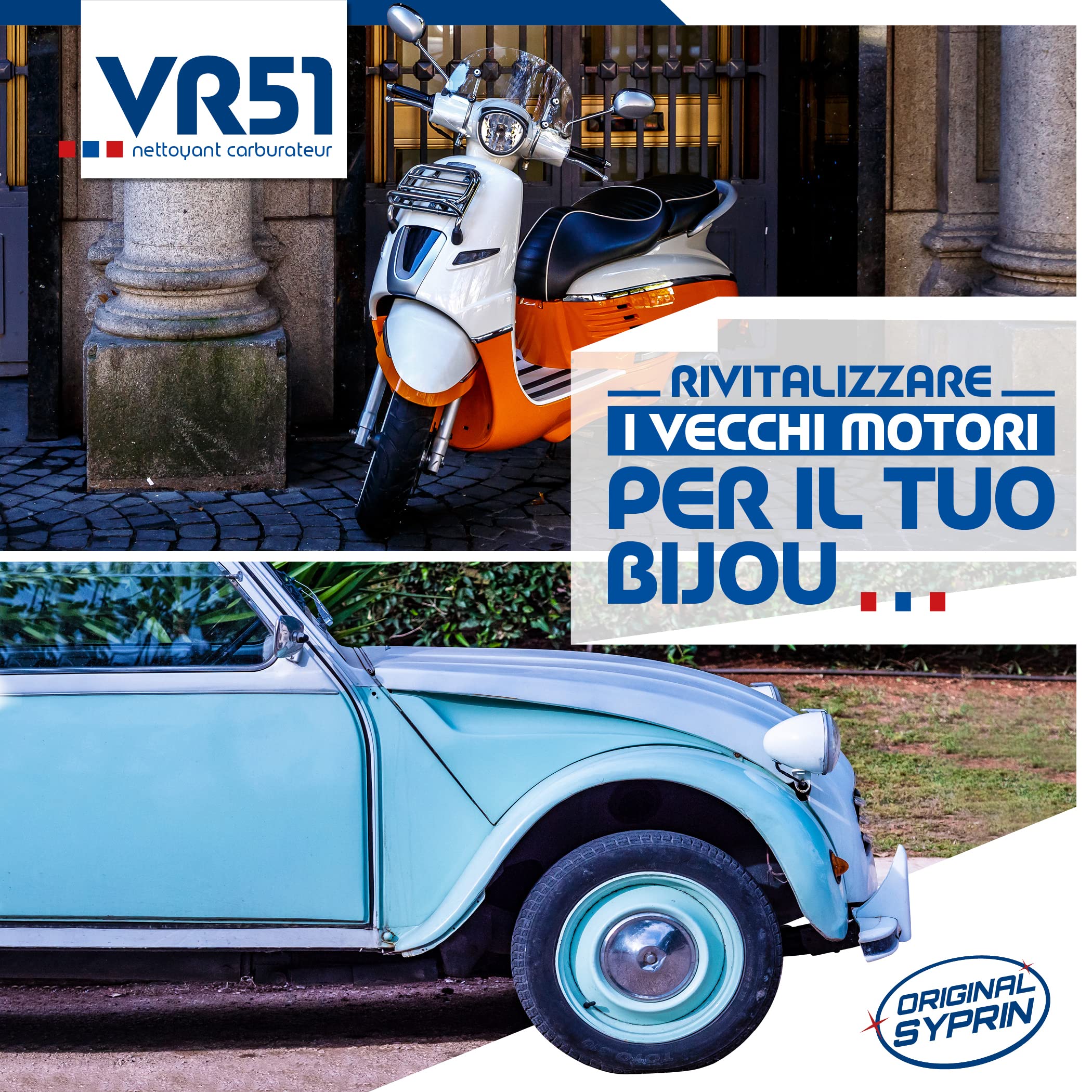 SYPRIN Originale Detergente per Carburatore VR51 per Motori a Benzina a 2 Tempi 4 Tempi- Adatto per Auto e Moto I Additivo per la Pulizia del carburatore Additivo 3x