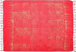 Wogeka Sarong – Toalla de playa opaca y aireada en color rojo para hombre y mujer como falda envolvente para vestido de playa 78