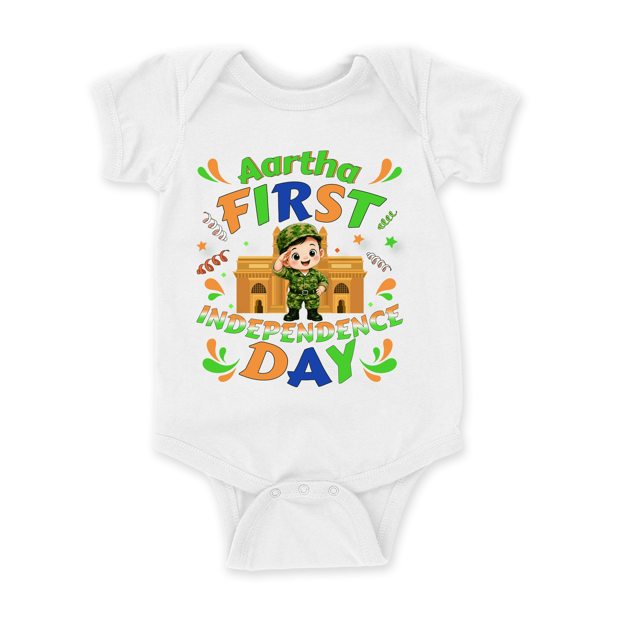 Customised Independence Day Baby Romper with Baby Name | My First Independence Day 15 August Cotton Romper | Personalized Newborn Onesie for Baby Boy & Girl 3646-53-image-29