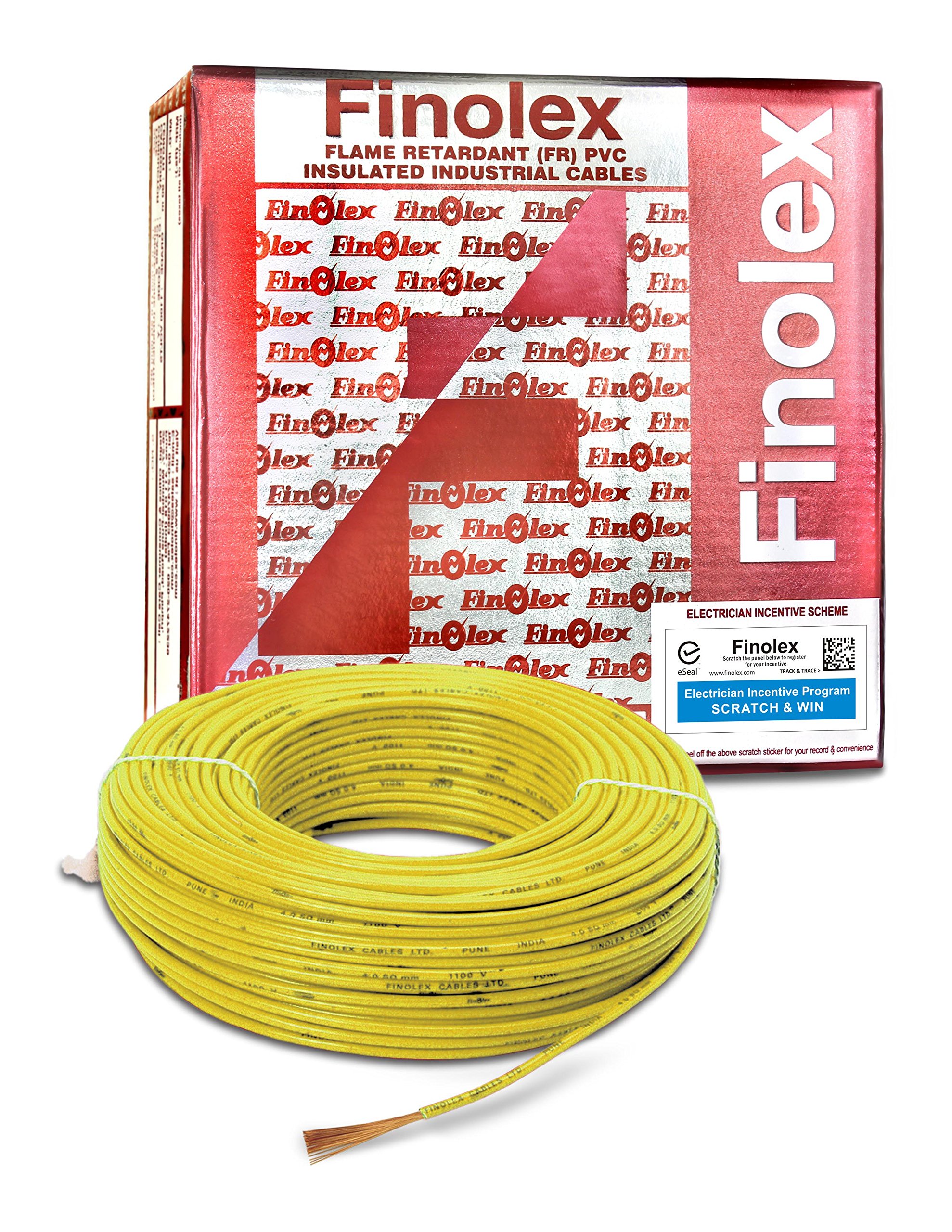 1.0-Sqmm FR PVC Insulated Cable (Yellow, 90 Mtr)