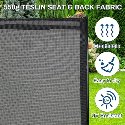 Miniatura 6 de MAMIZO Sillas de comedor para patio, silla Teslin apilable para todo tipo de clima, juego de sillas transpirables resistentes al aire libre, con