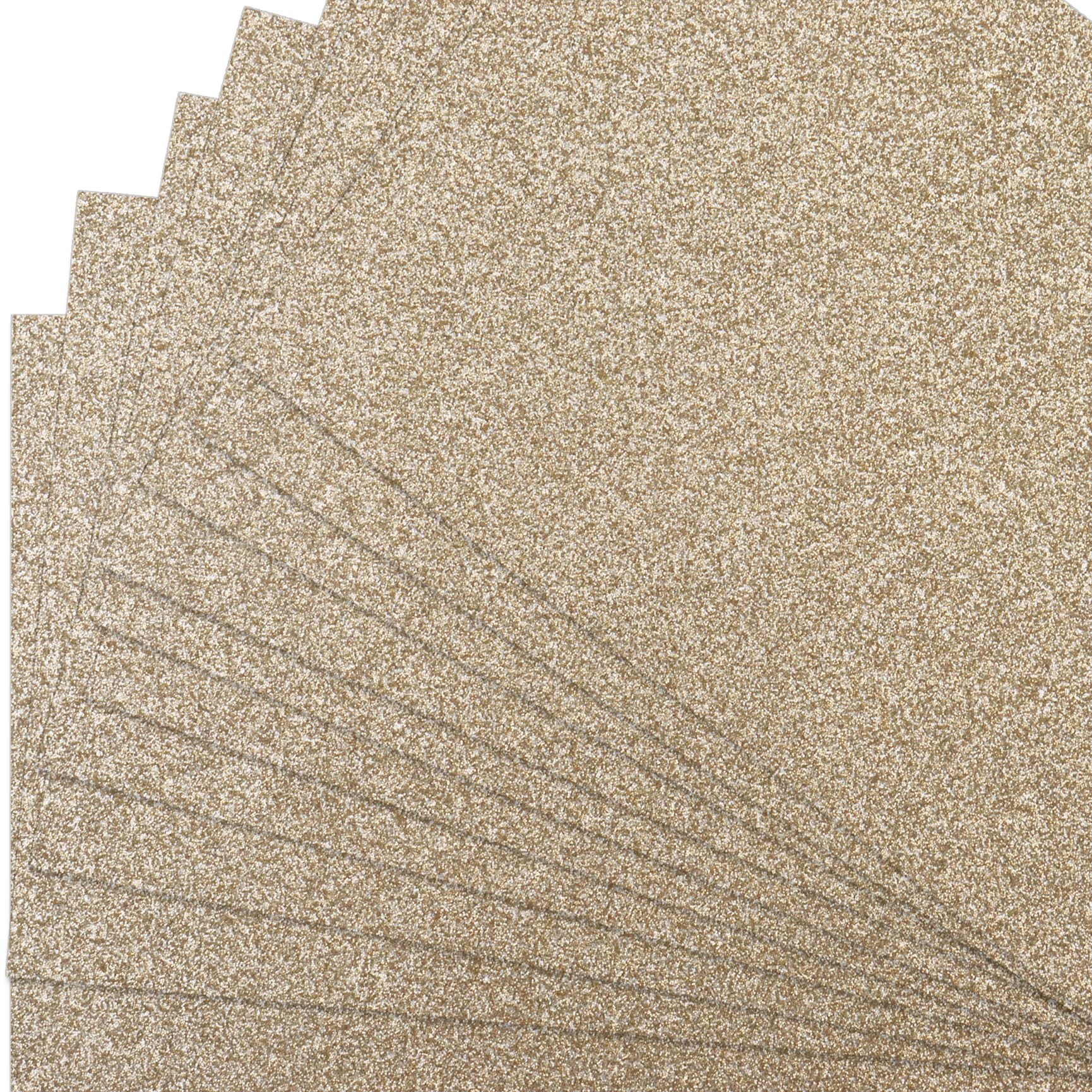 15 Sheets A4 Champagne Gold Glitter Cardstock, 300gsm Non Shed Glitter Craft Paper for Scrapbook DIY Art Project Greeting Cards Party Decoration