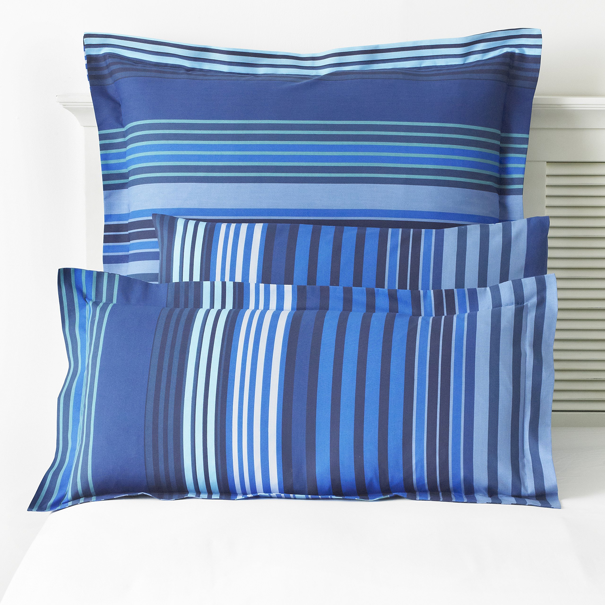 Oxford Stripe Easycare Pillowcases, Large Square 80 x 80cm, Blue
