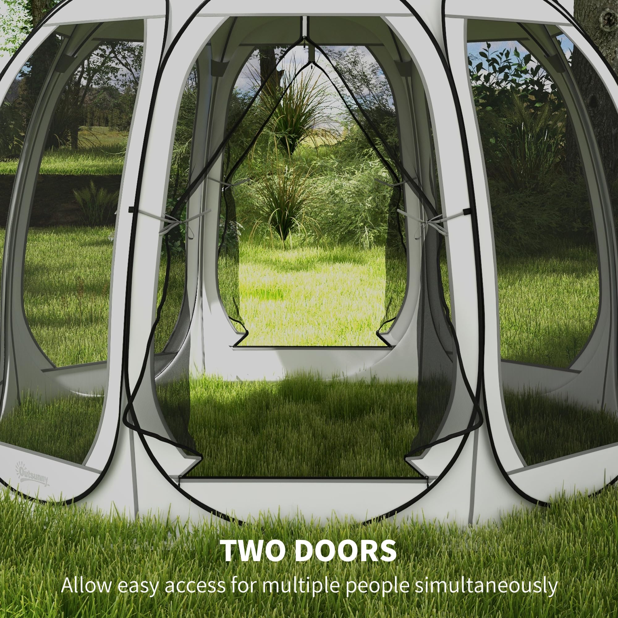 USパップテント Outsunny 11' x 11.5' Screen Tent House, Pop Up Tent Gazebo