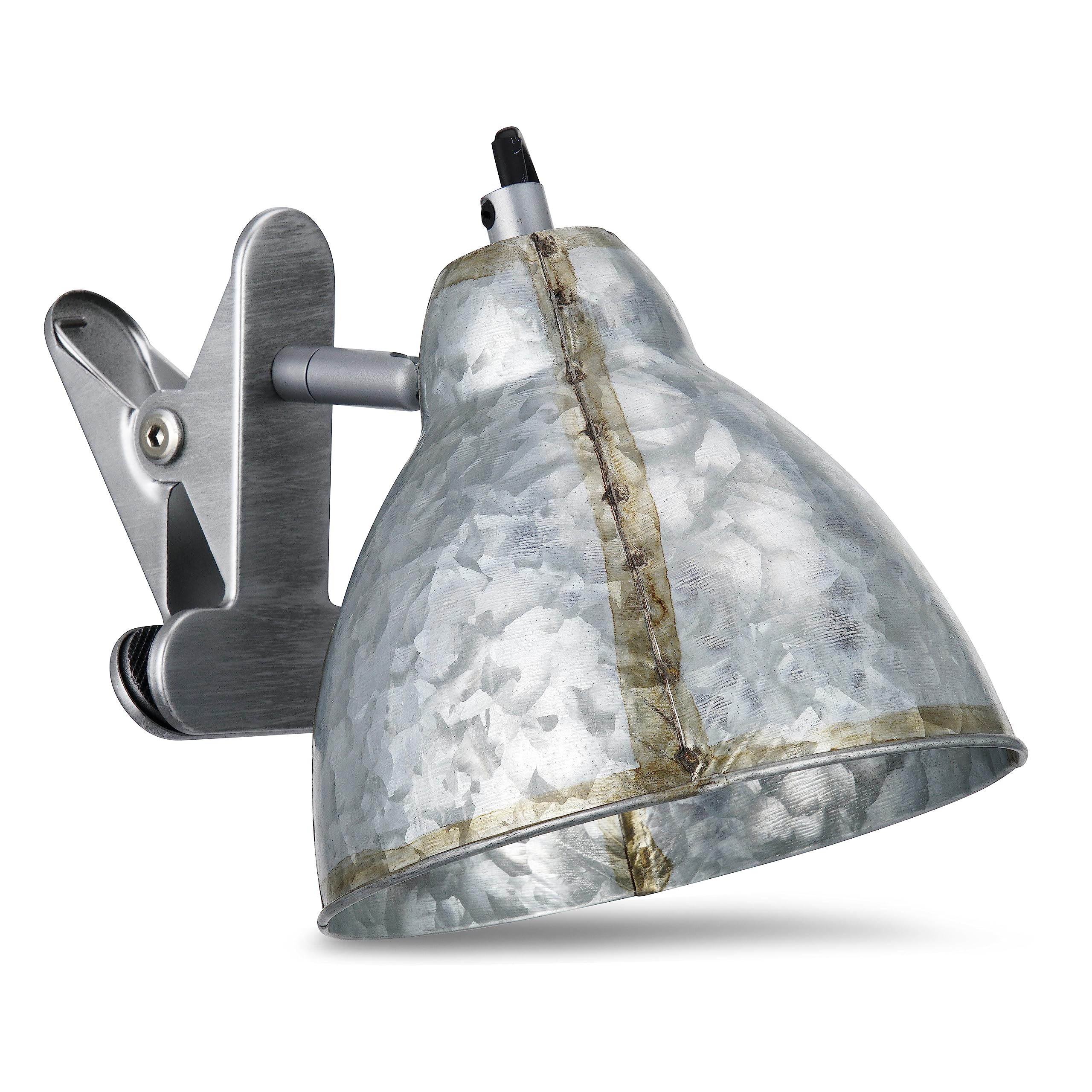 REV – Lampe à pince au look rétro tendance avec douille E27 couleur zinc – Lampe de lecture pour lit IP20 orientable avec abat-jour en métal