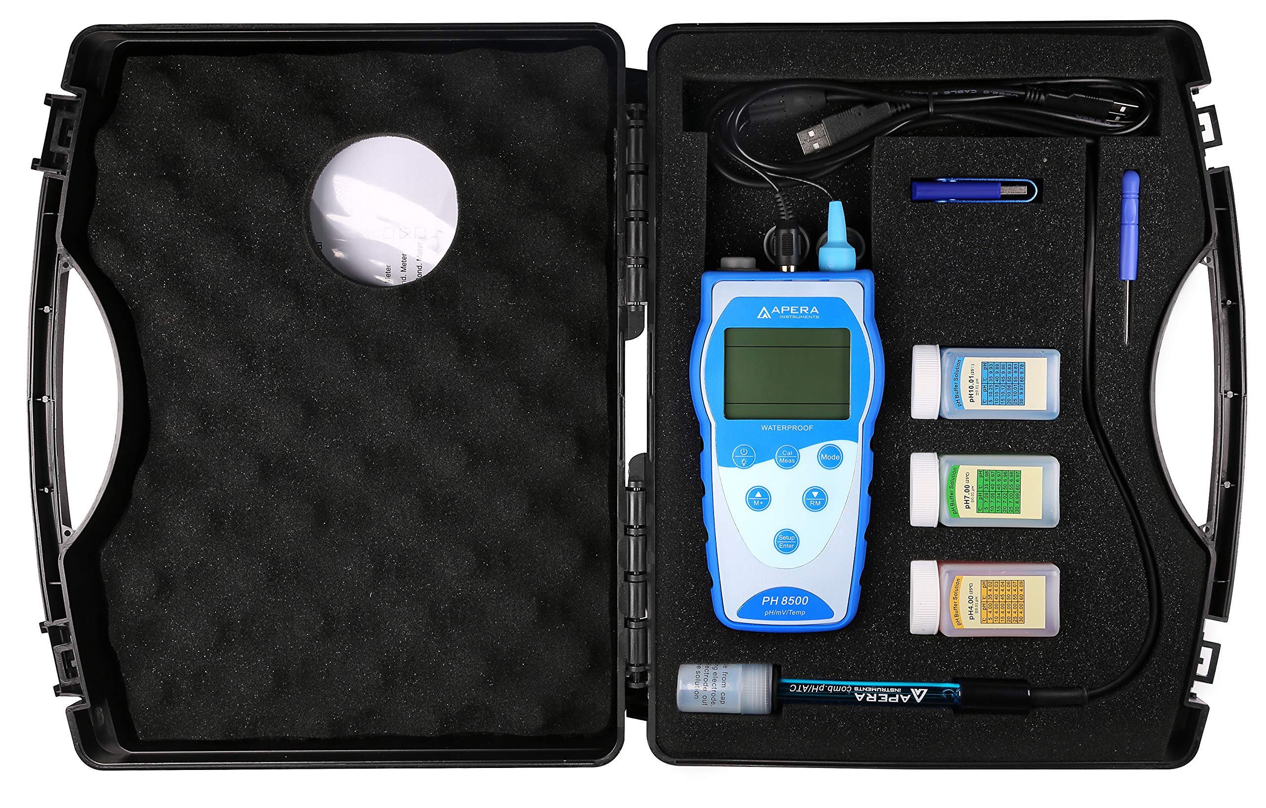 Apera Instruments PH8500 tragbares pH-Messgerät mit GLP-Datenverwaltung | pH-Messbereich -2,00 bis 16,00