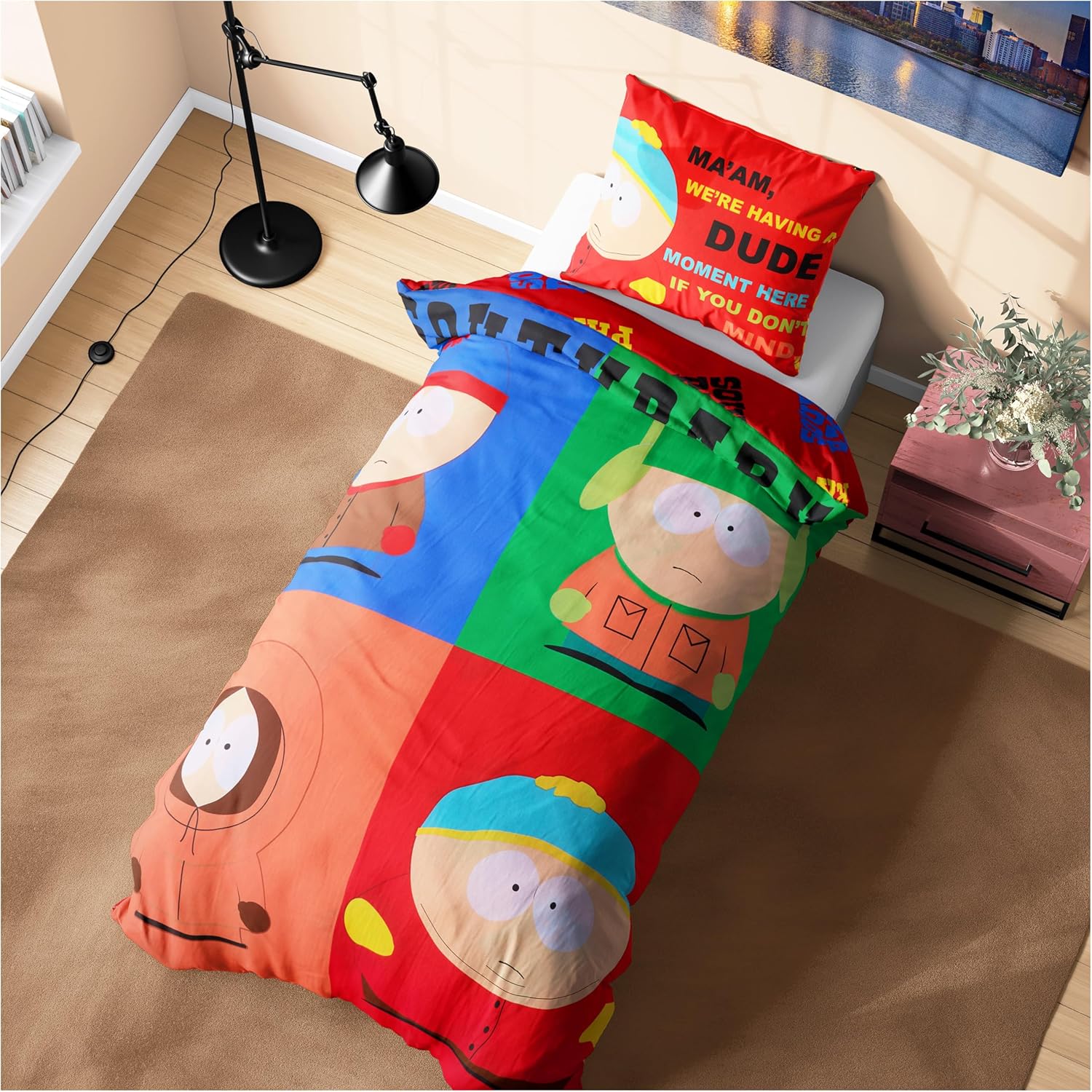 South Park Reversible Duvet Cover & Pillowcase Set for Teens, Men, Single or Double Bed Set, Bedding Decor, Gifts for Him (Multi Single)