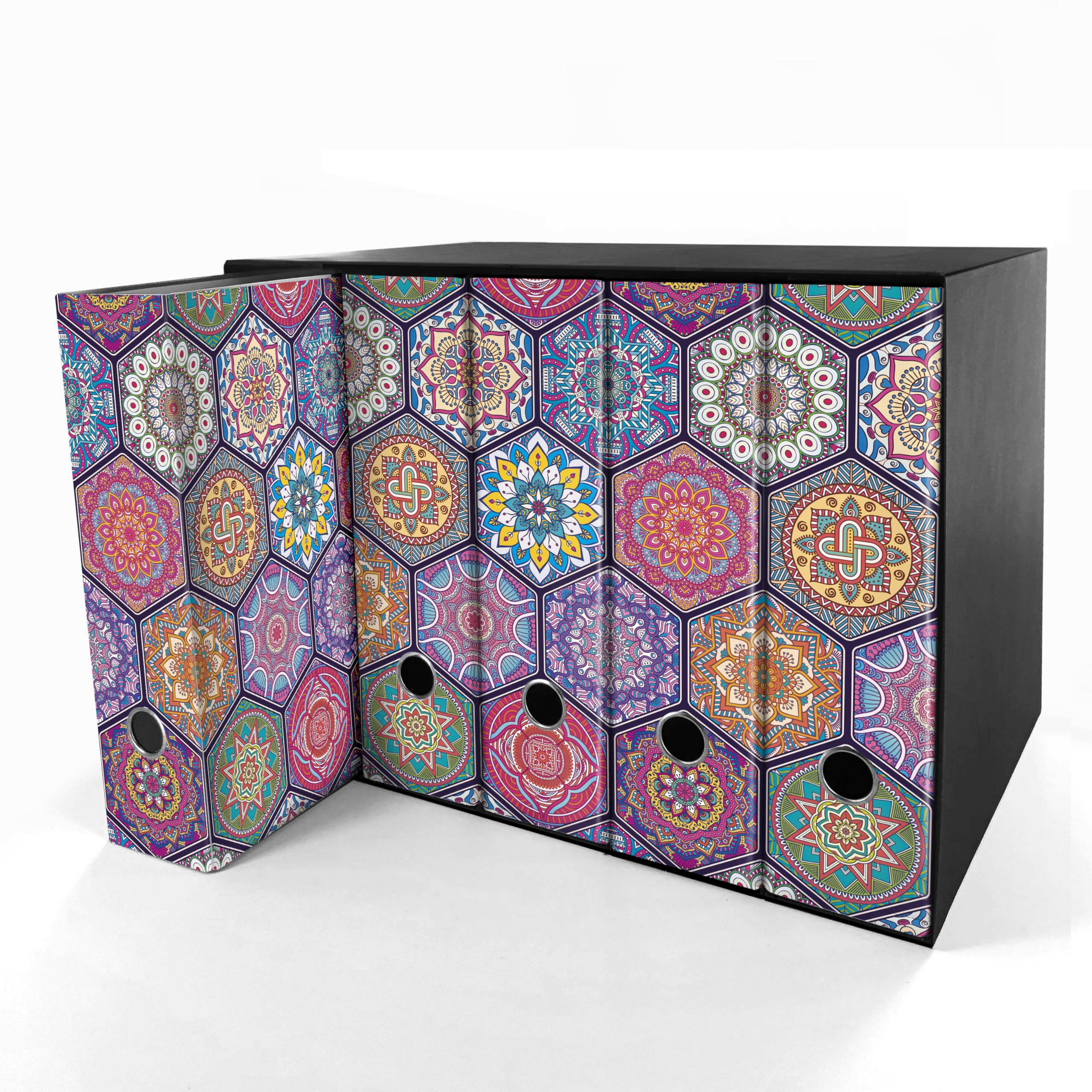 Set da 5 raccoglitori ad anelli MANDALA ORIENTALE - Faldoni SHAREPRINTING (H31 con 4 anelli)